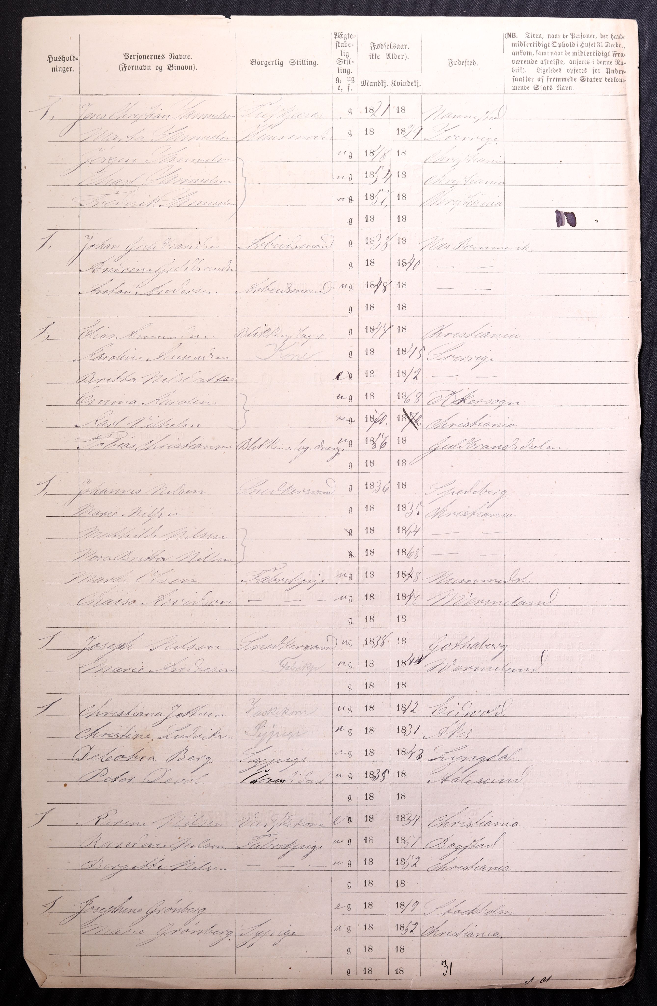 RA, 1870 census for 0301 Kristiania, 1870, p. 4355