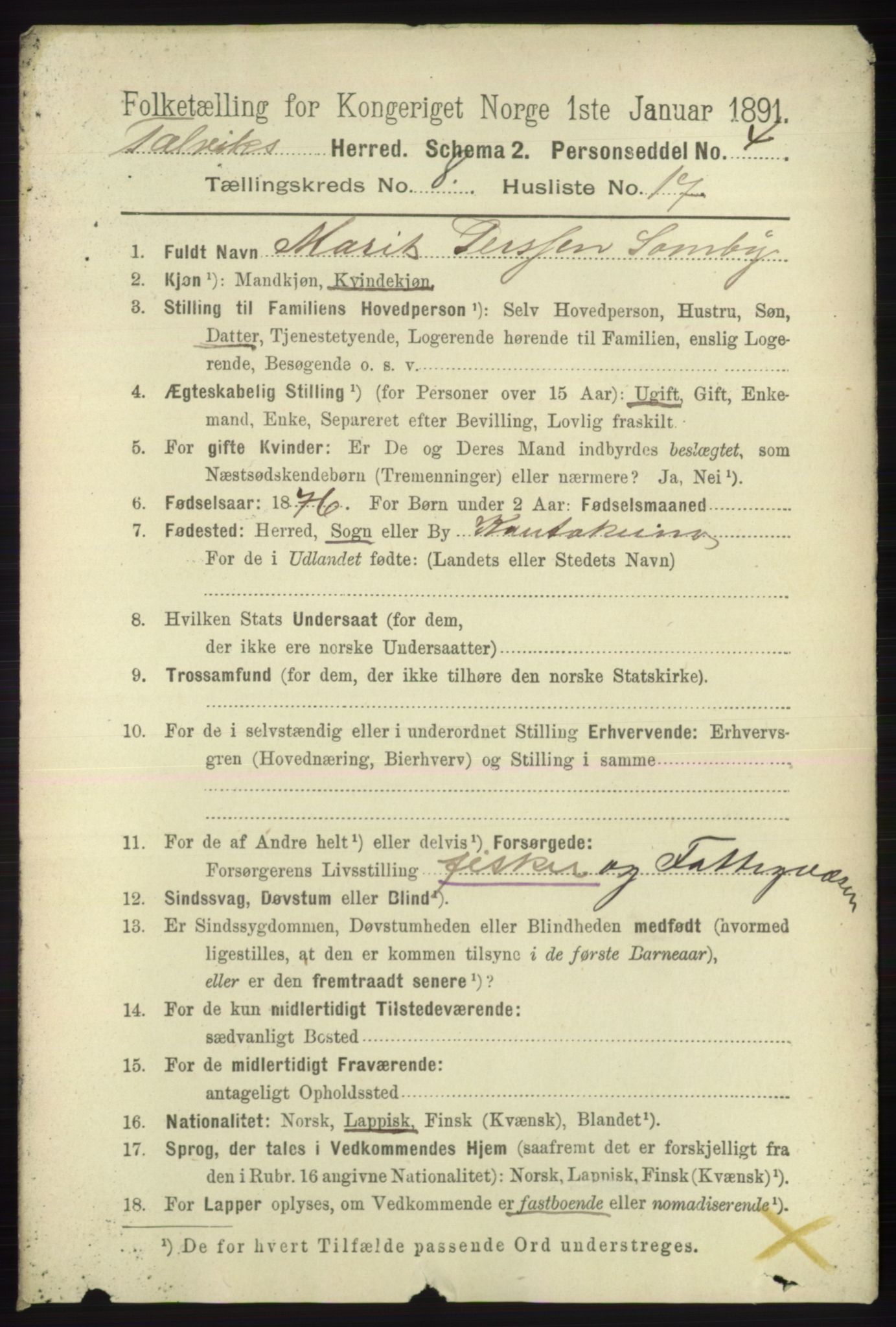 RA, 1891 census for 2013 Talvik, 1891, p. 2138