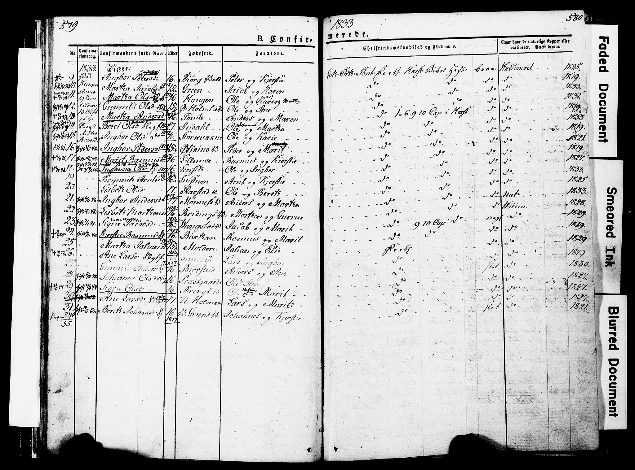 Ministerialprotokoller, klokkerbøker og fødselsregistre - Nord-Trøndelag, AV/SAT-A-1458/723/L0243: Parish register (official) no. 723A12, 1822-1851, p. 579-580