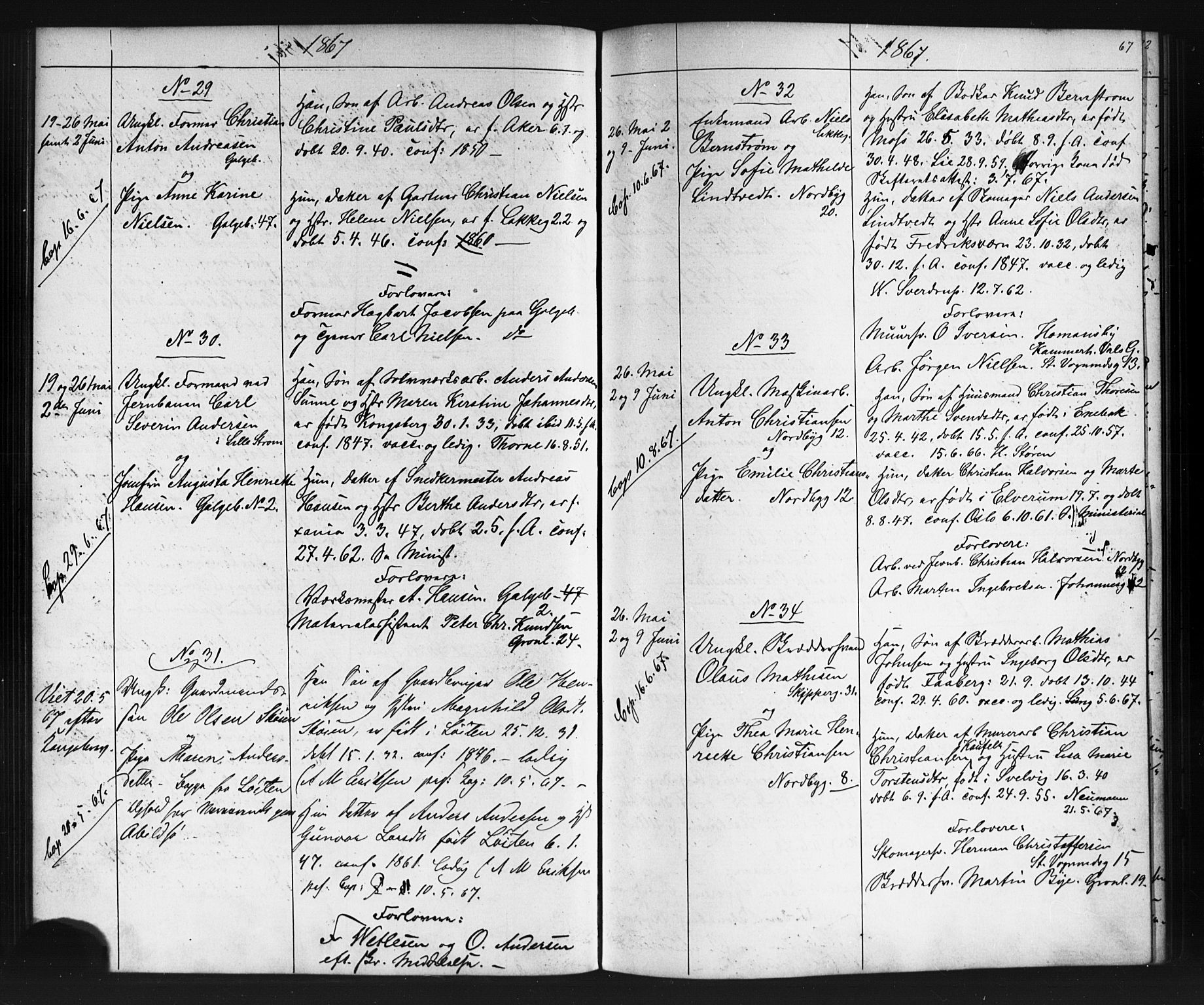 Grønland prestekontor Kirkebøker, AV/SAO-A-10848/G/Ga/L0002: Parish register (copy) no. 2, 1861-1863, p. 67