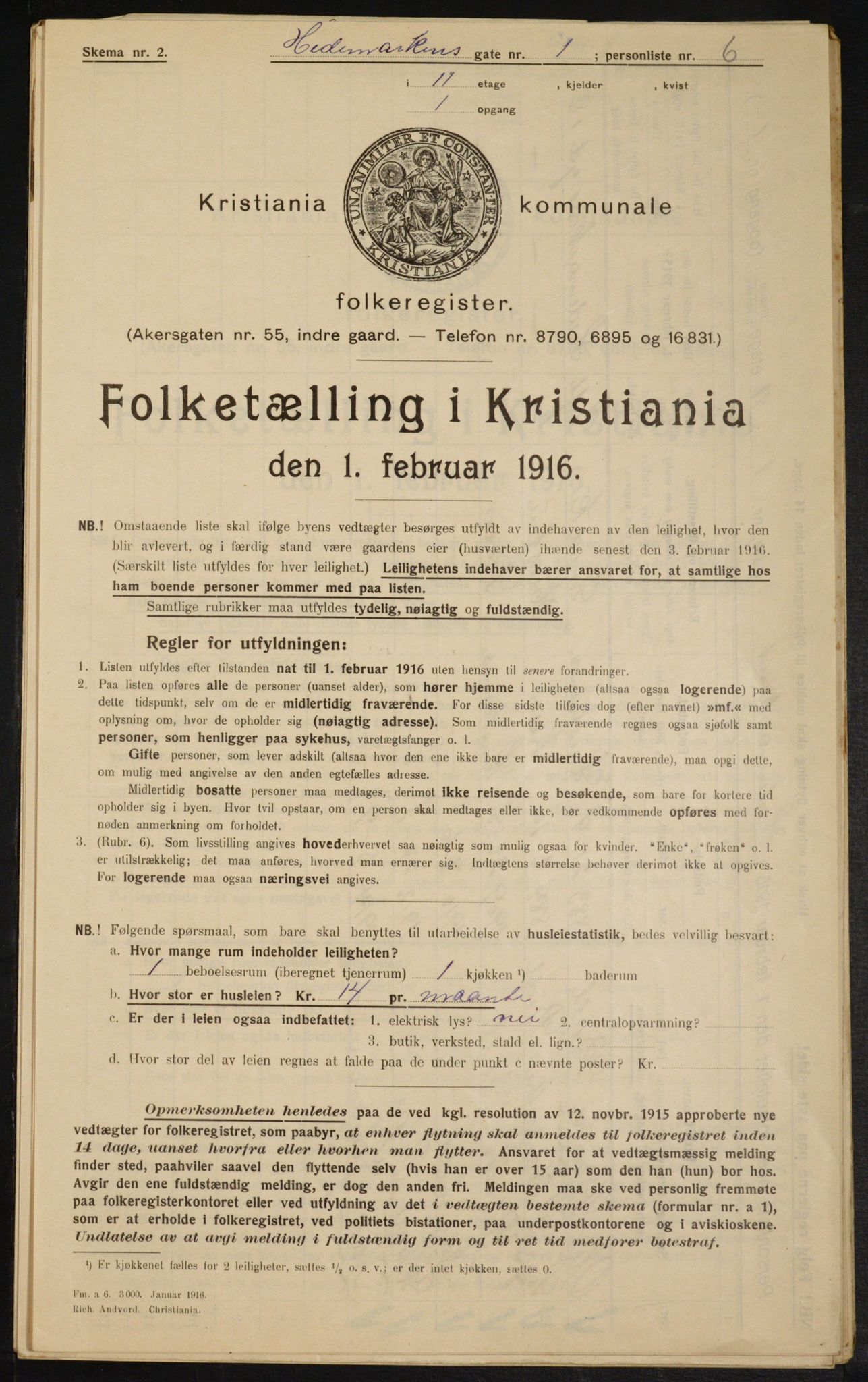 OBA, Municipal Census 1916 for Kristiania, 1916, p. 36271