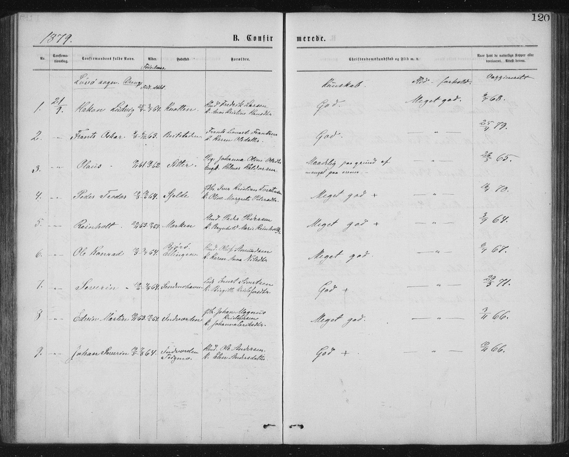 Ministerialprotokoller, klokkerbøker og fødselsregistre - Nord-Trøndelag, AV/SAT-A-1458/771/L0596: Parish register (official) no. 771A03, 1870-1884, p. 120