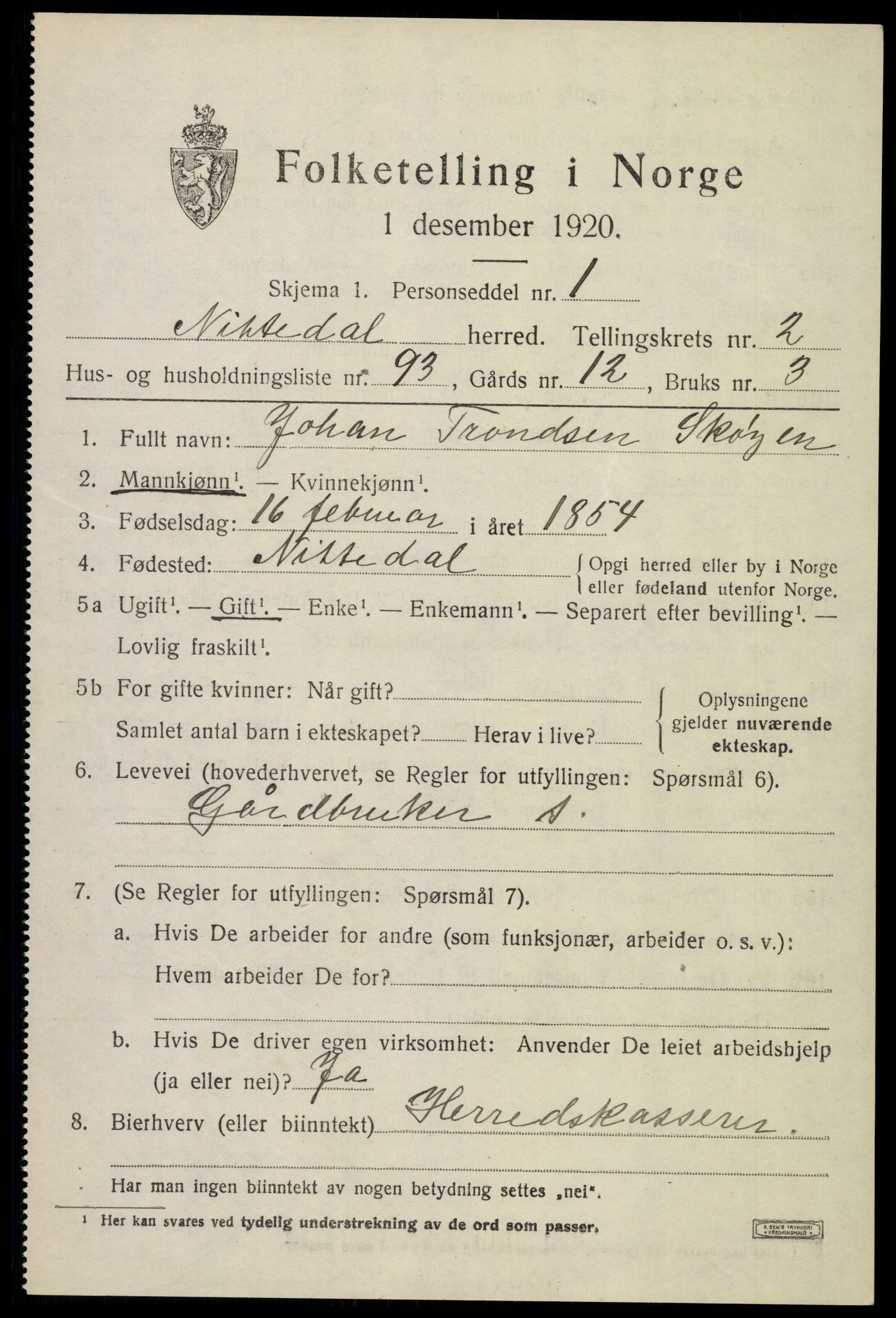 SAO, 1920 census for Nittedal, 1920, p. 2810