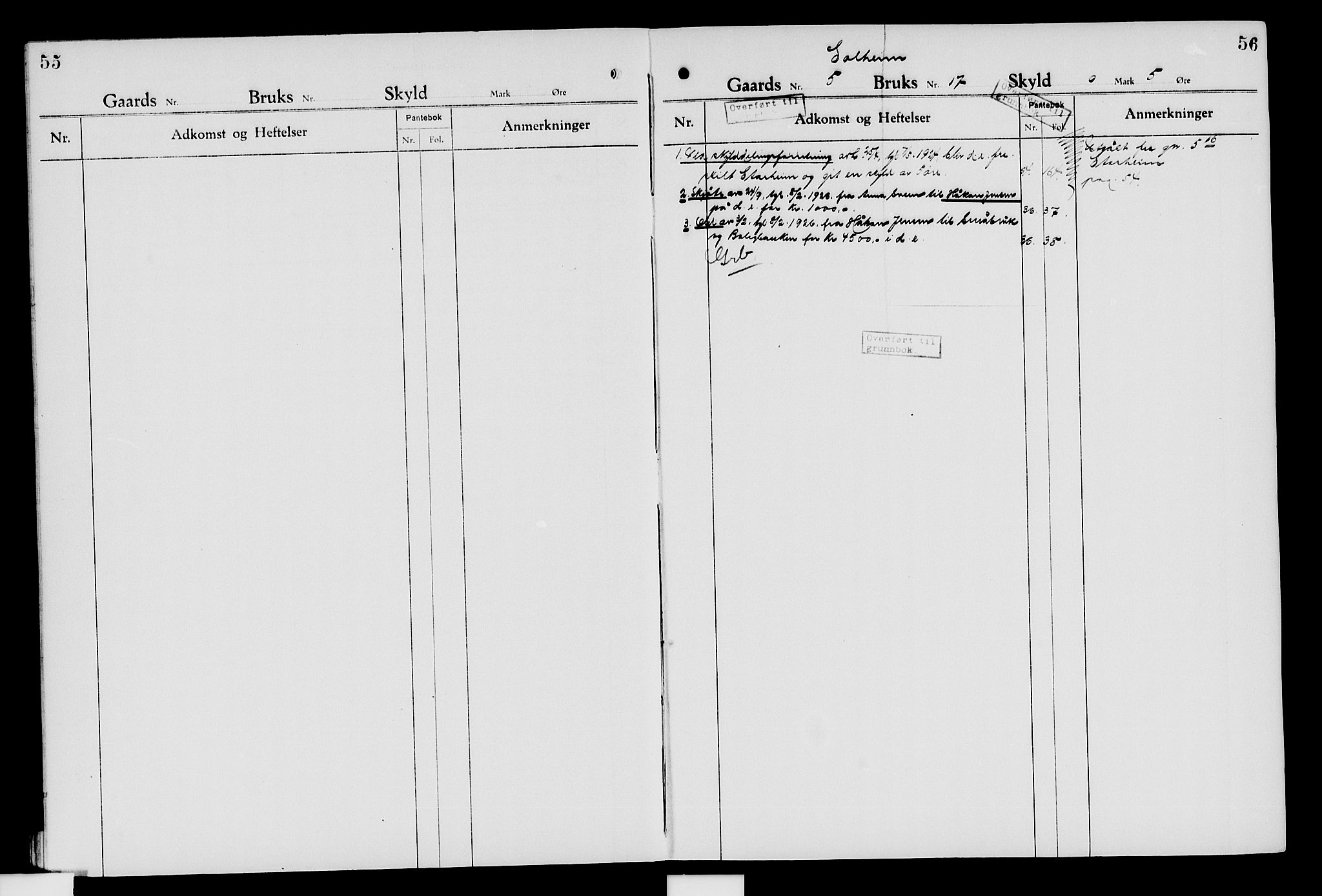 Nord-Hedmark sorenskriveri, SAH/TING-012/H/Ha/Had/Hade/L0007: Mortgage register no. 4.7, 1924-1940, p. 55-56