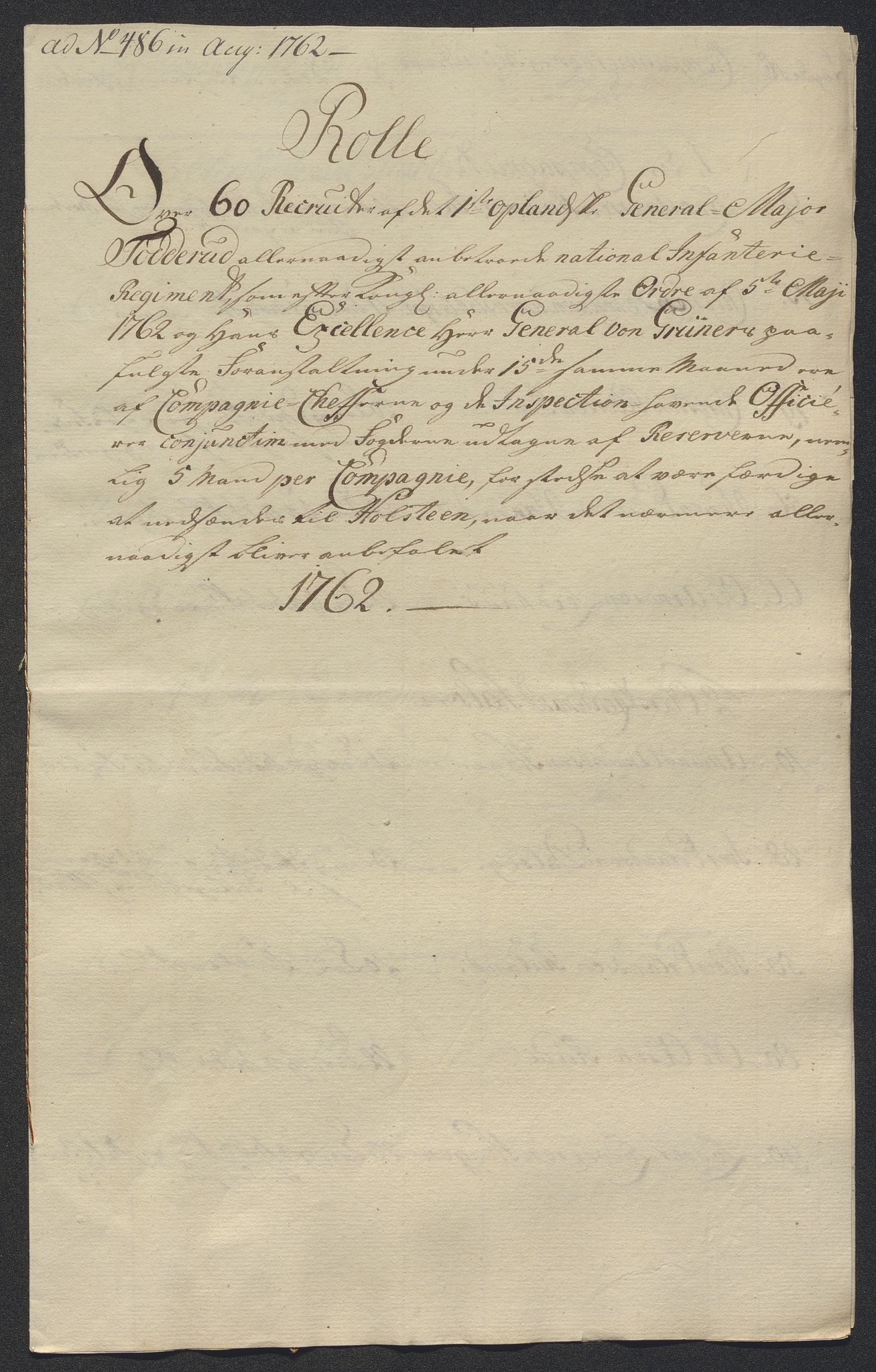 Kommanderende general (KG I) med Det norske krigsdirektorium, AV/RA-EA-5419/E/Ec/L0021: Ruller over nedkommanderte mannskap, 1758-1762, p. 674