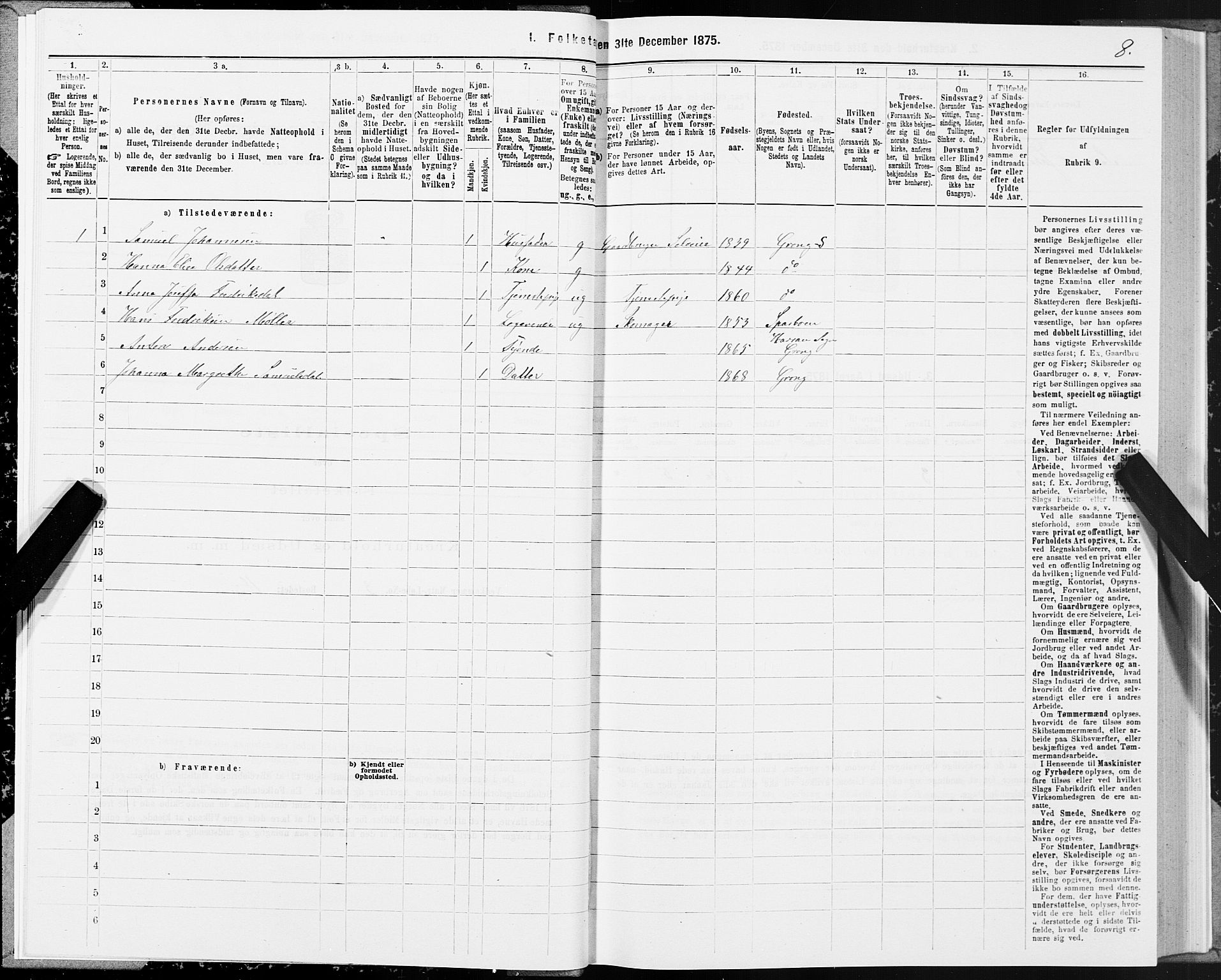 SAT, 1875 census for 1742P Grong, 1875, p. 1008