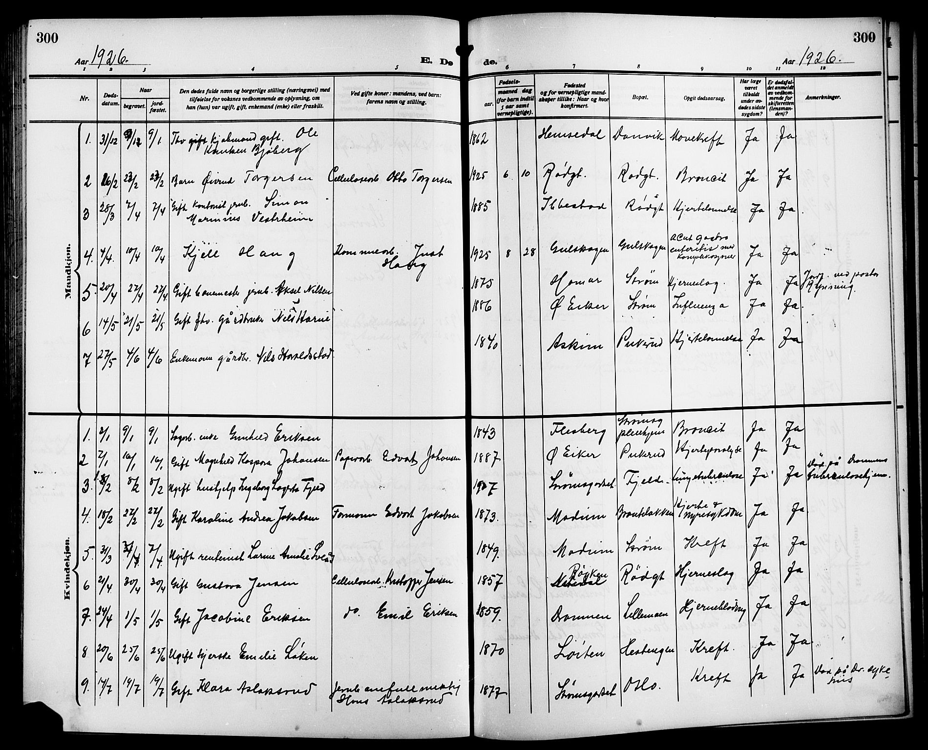 Strømsgodset kirkebøker, AV/SAKO-A-324/G/Ga/L0003: Parish register (copy) no. 3, 1911-1926, p. 300