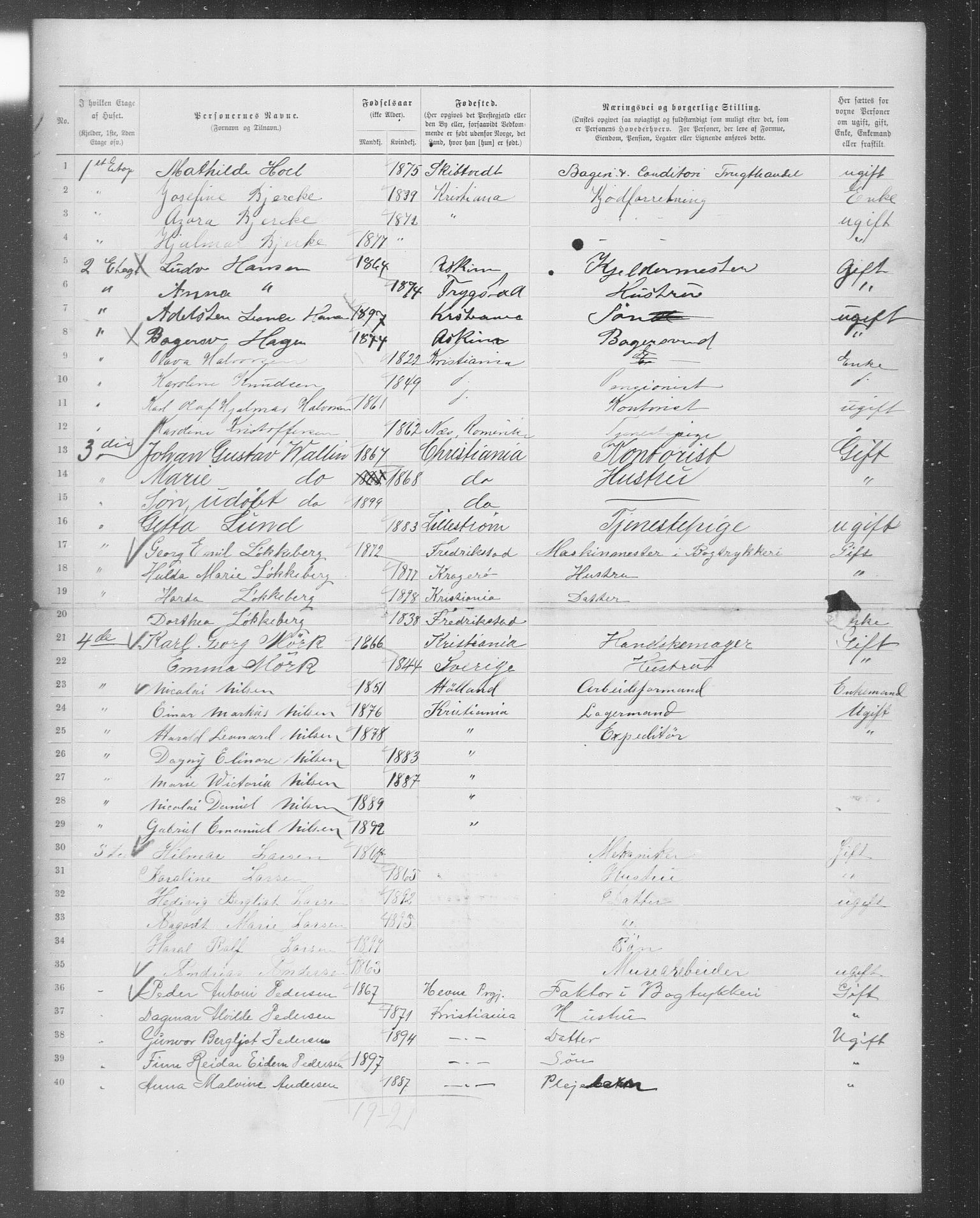 OBA, Municipal Census 1899 for Kristiania, 1899, p. 10705