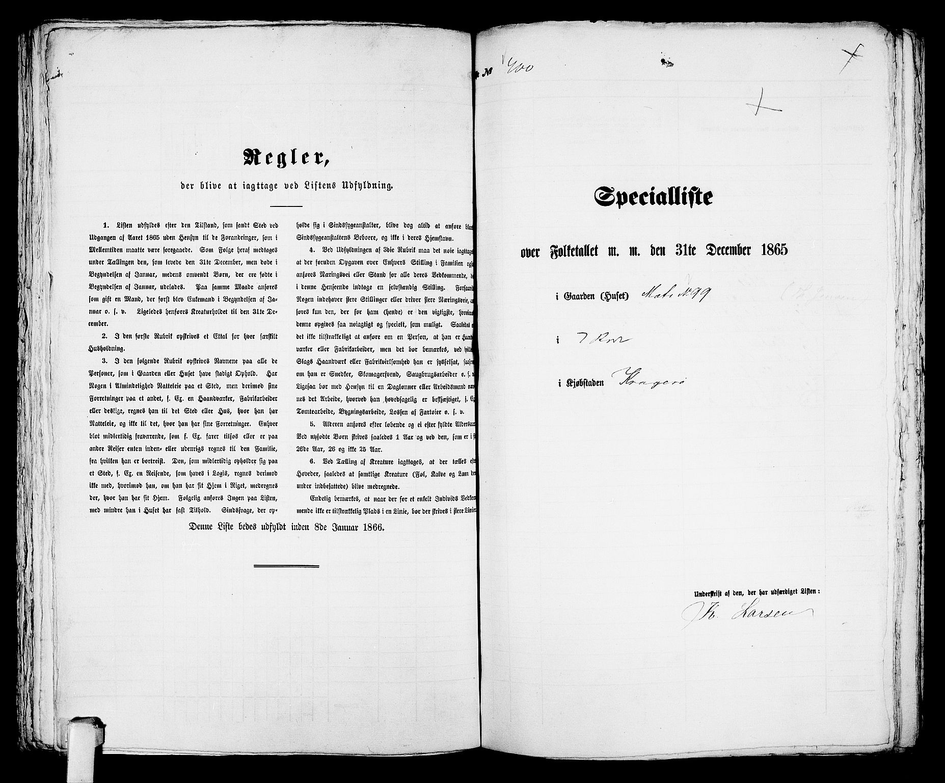 RA, 1865 census for Kragerø/Kragerø, 1865, p. 816