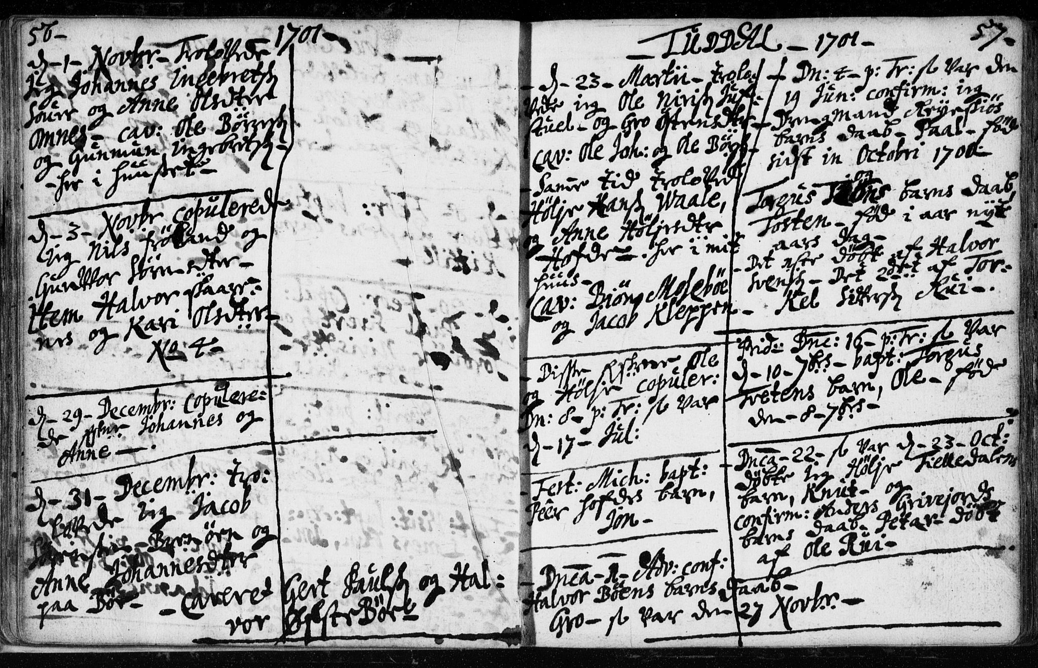 Hjartdal kirkebøker, SAKO/A-270/F/Fa/L0001: Parish register (official) no. I 1, 1685-1714, p. 56-57