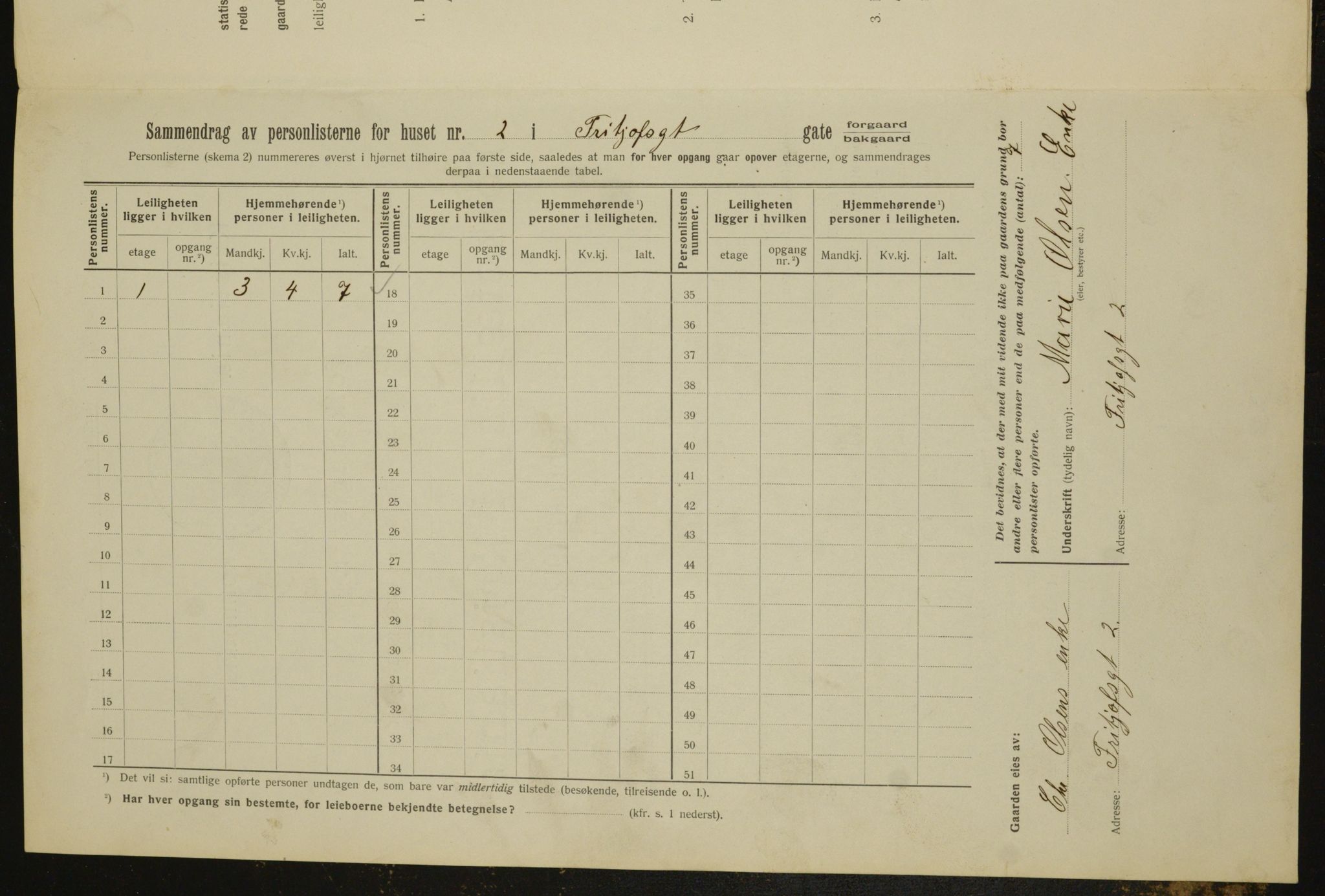 OBA, Municipal Census 1912 for Kristiania, 1912, p. 26698