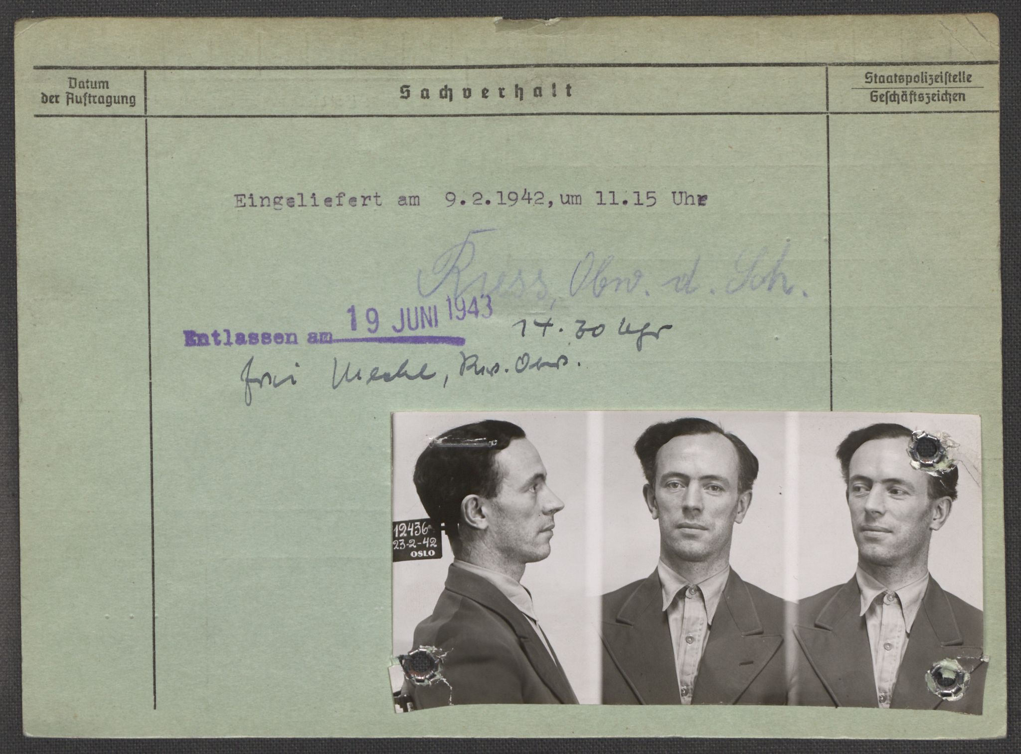 Befehlshaber der Sicherheitspolizei und des SD, RA/RAFA-5969/E/Ea/Eaa/L0010: Register over norske fanger i Møllergata 19: Sø-Å, 1940-1945, p. 1389