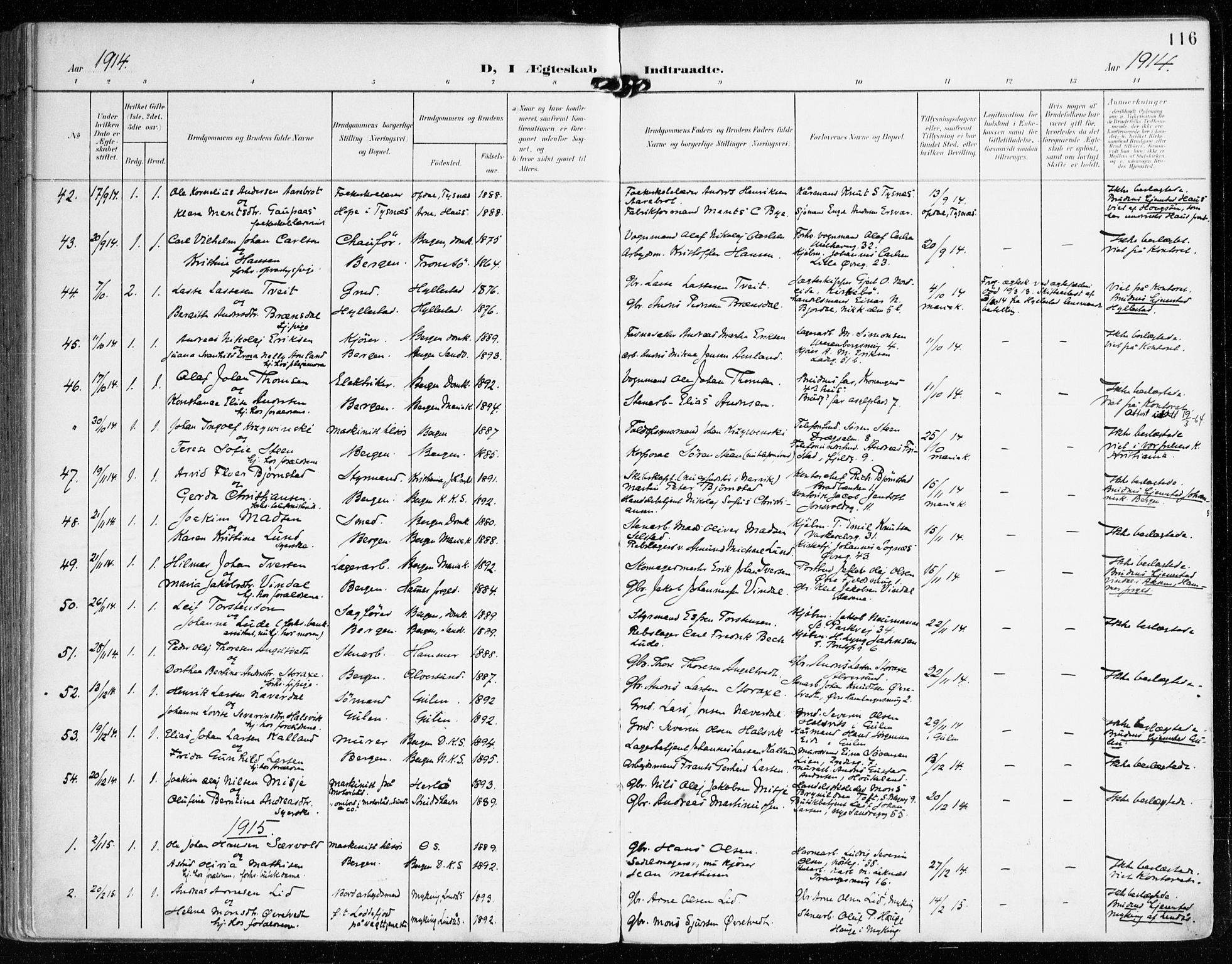Mariakirken Sokneprestembete, SAB/A-76901/H/Haa/L0014: Parish register (official) no. C 2, 1900-1916, p. 116