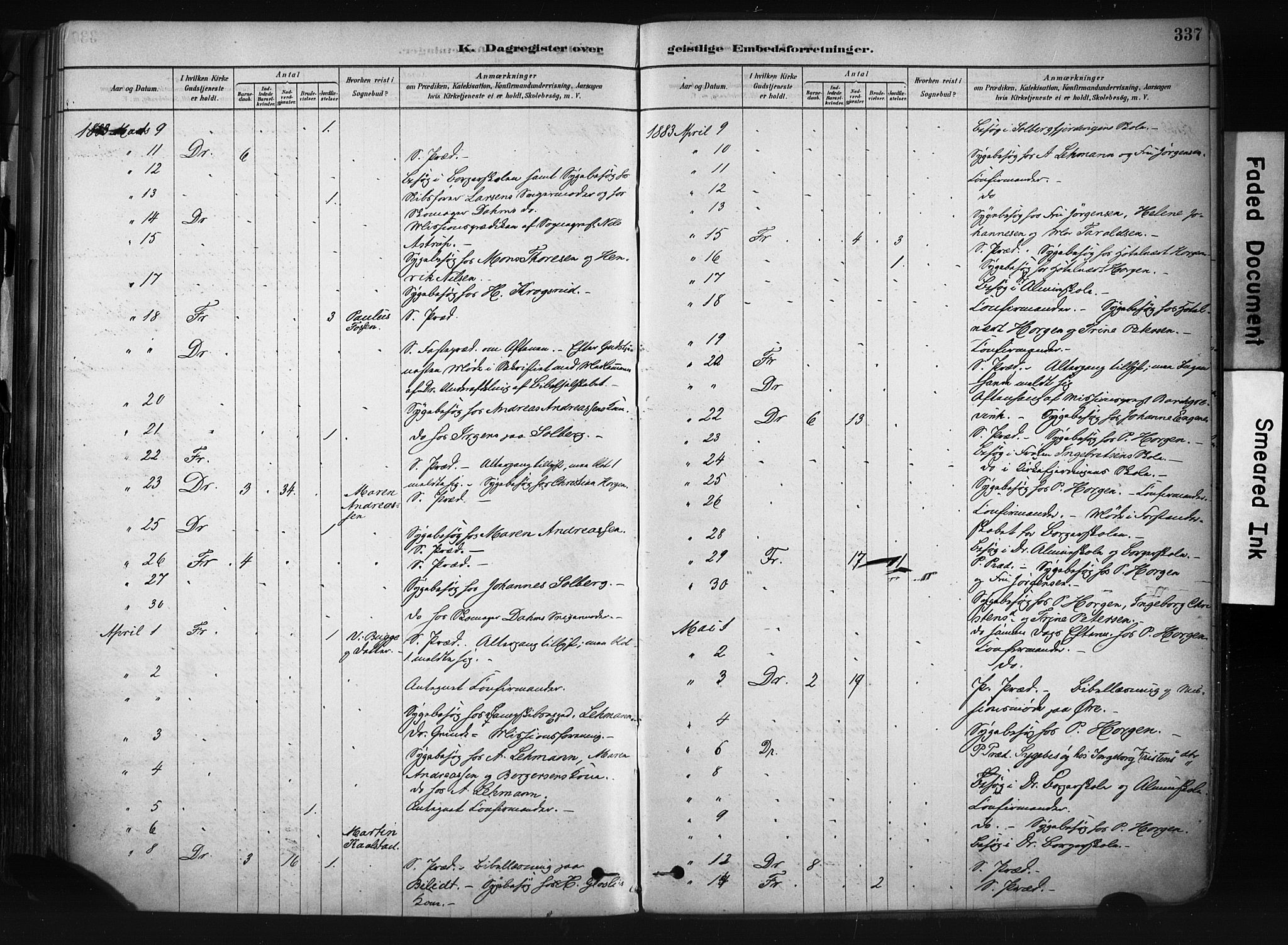 Drøbak prestekontor Kirkebøker, AV/SAO-A-10142a/F/Fb/L0001: Parish register (official) no. II 1, 1878-1891, p. 337