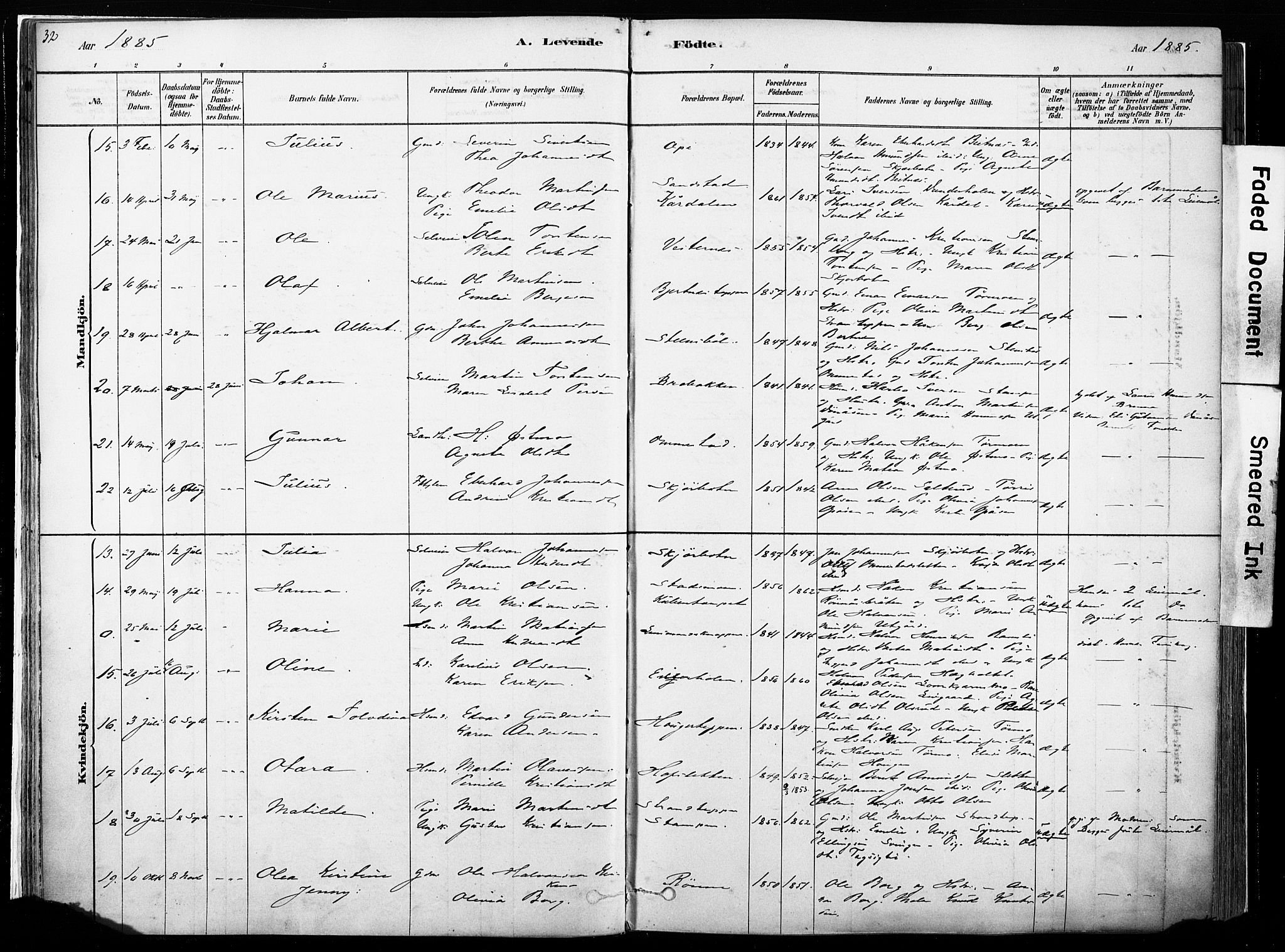 Hof prestekontor, SAH/PREST-038/H/Ha/Haa/L0010: Parish register (official) no. 10, 1878-1909, p. 32
