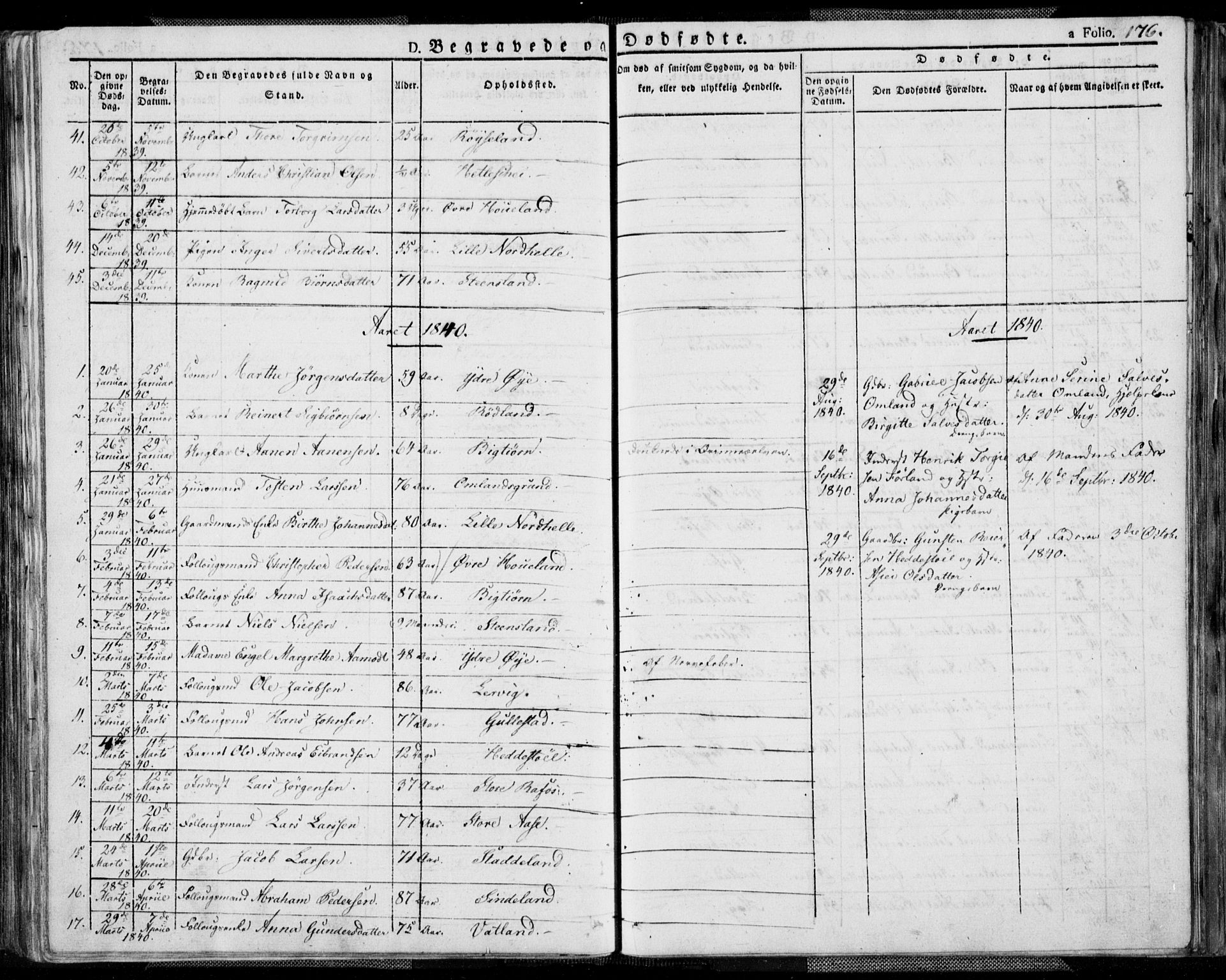 Kvinesdal sokneprestkontor, AV/SAK-1111-0026/F/Fa/Fab/L0004: Parish register (official) no. A 4, 1829-1843, p. 176