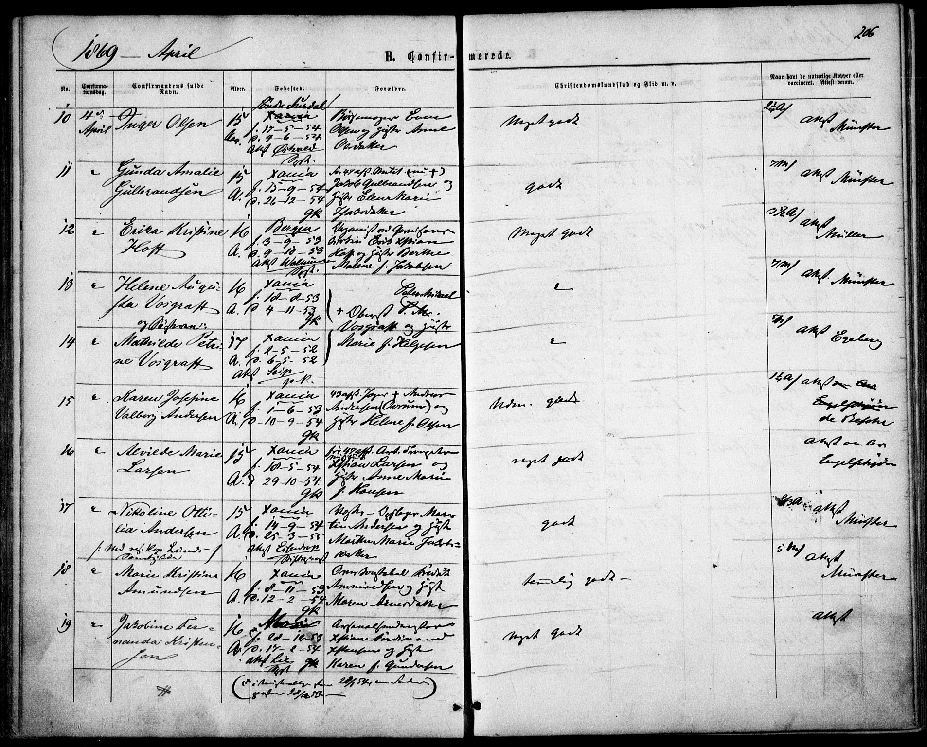 Garnisonsmenigheten Kirkebøker, SAO/A-10846/F/Fa/L0010: Parish register (official) no. 10, 1859-1869, p. 206