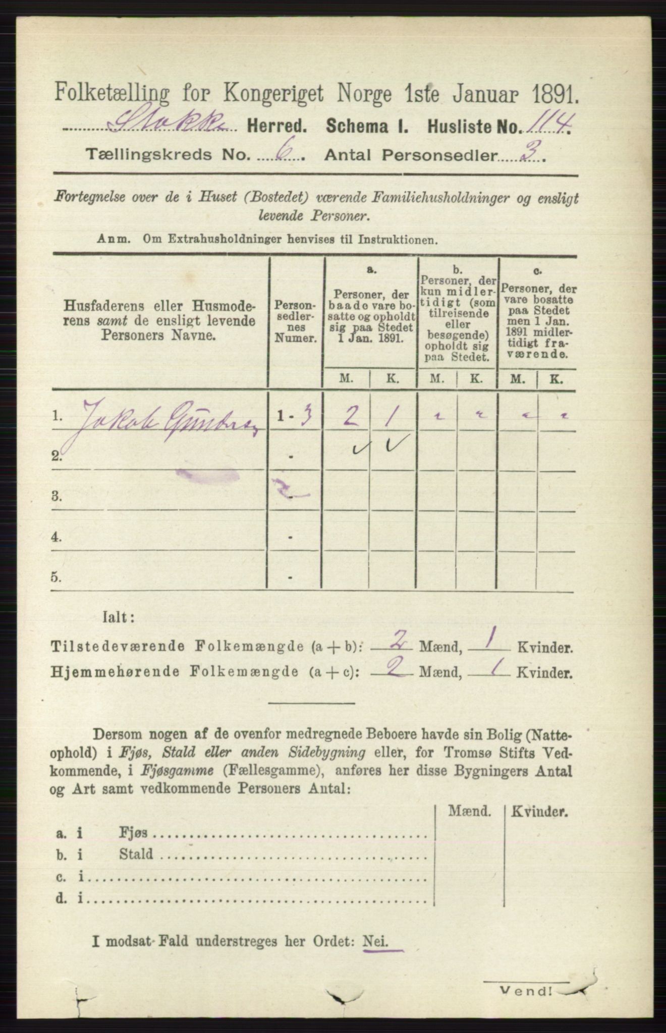 RA, 1891 census for 0720 Stokke, 1891, p. 3787