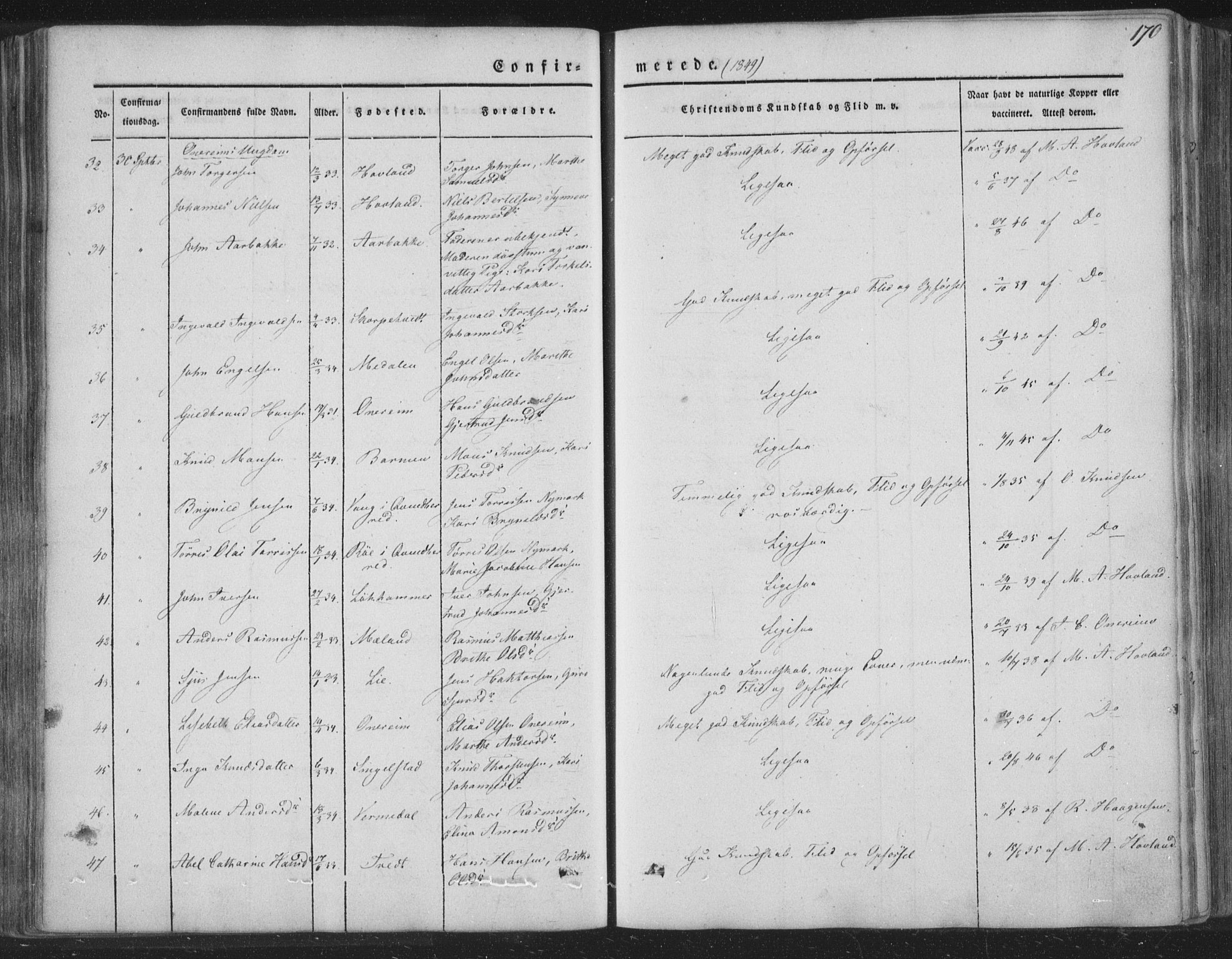 Tysnes sokneprestembete, AV/SAB-A-78601/H/Haa: Parish register (official) no. A 10, 1848-1859, p. 170