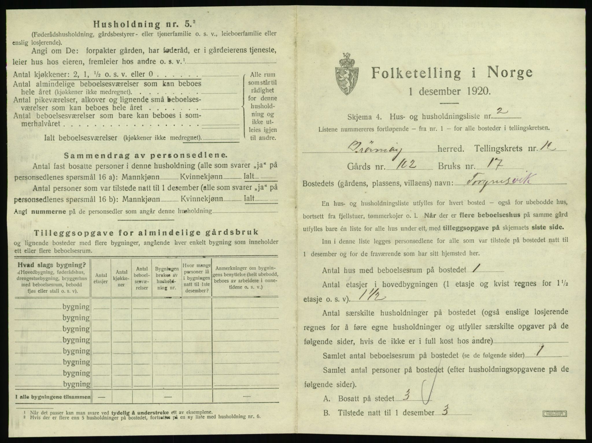 SAT, 1920 census for Brønnøy, 1920, p. 1178