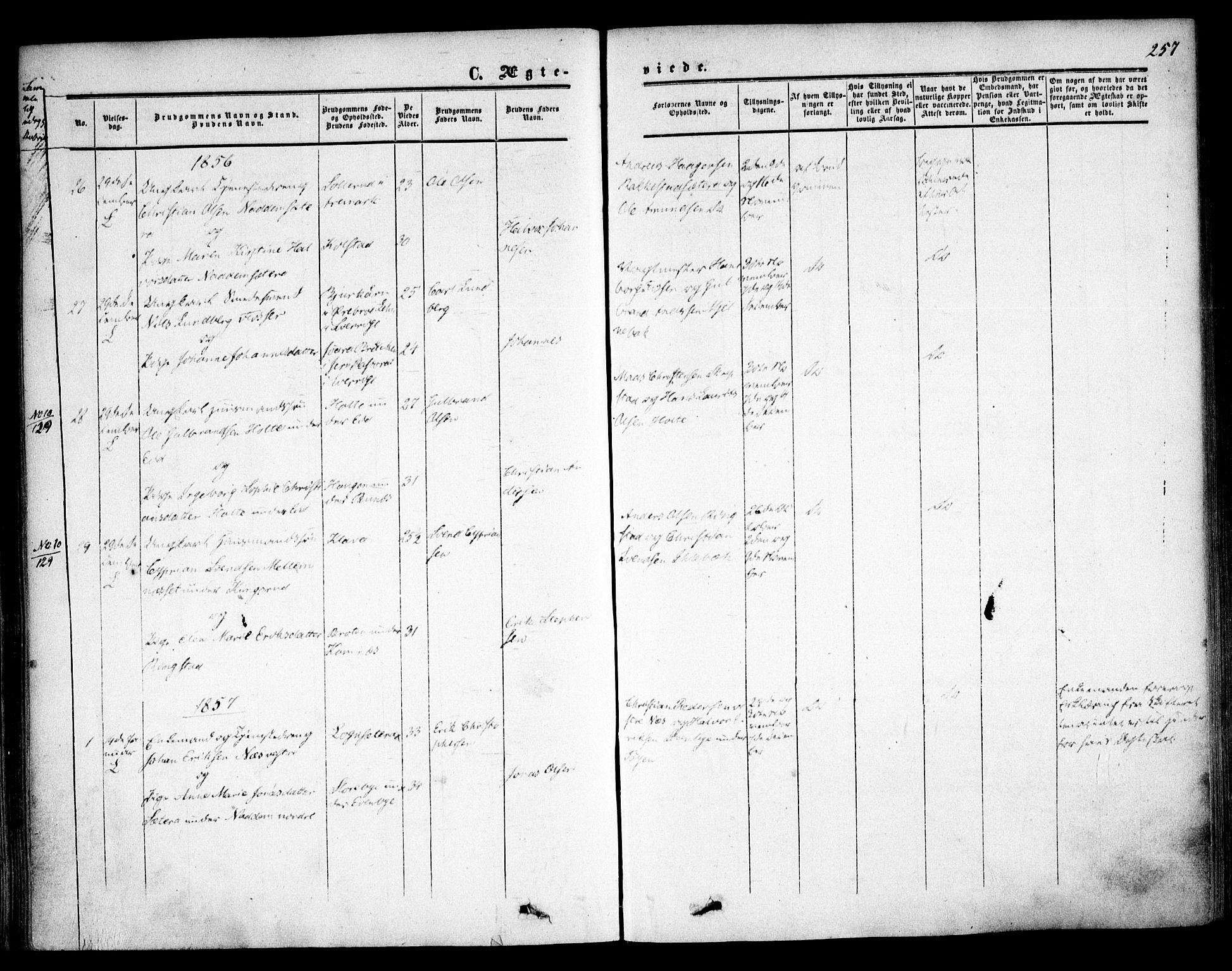 Høland prestekontor Kirkebøker, AV/SAO-A-10346a/F/Fa/L0010: Parish register (official) no. I 10, 1854-1861, p. 257
