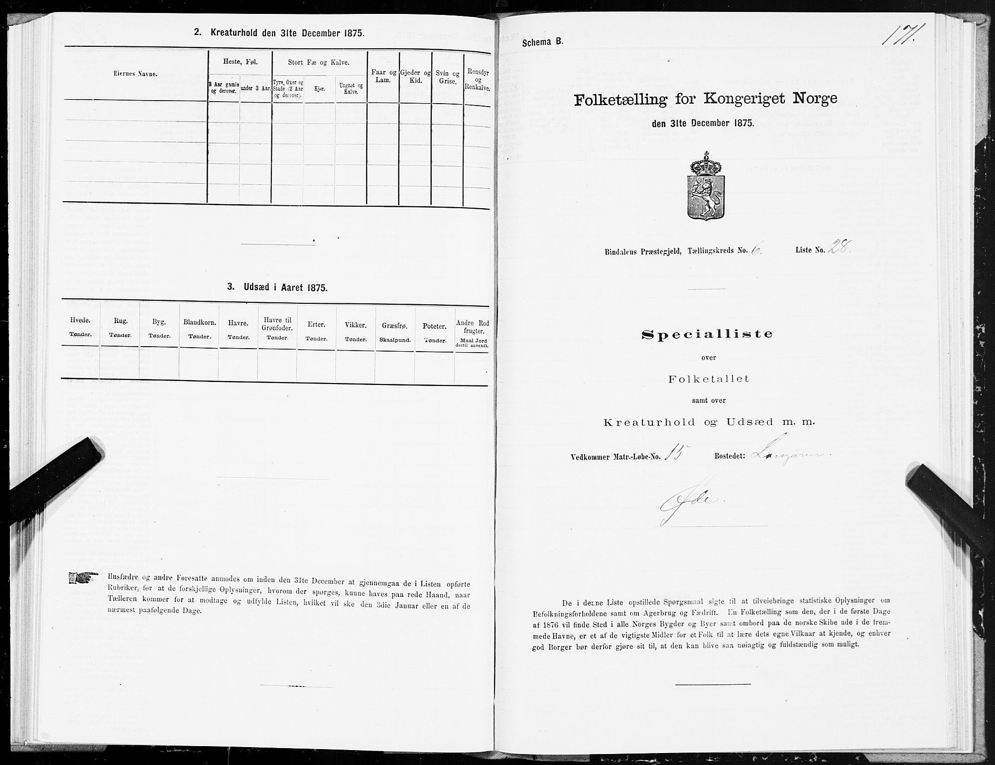 SAT, 1875 census for 1811P Bindal, 1875, p. 2171