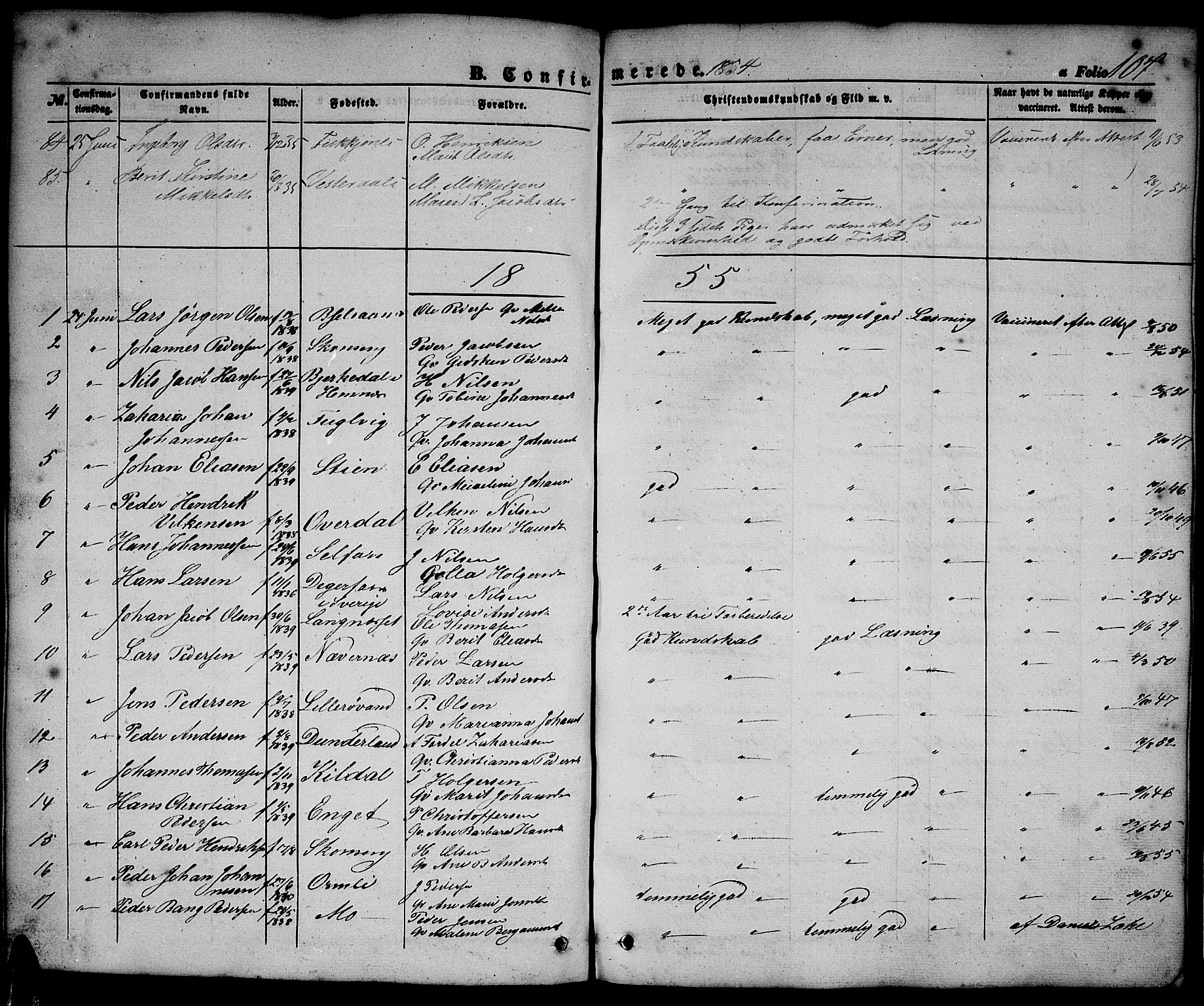Ministerialprotokoller, klokkerbøker og fødselsregistre - Nordland, SAT/A-1459/827/L0414: Parish register (copy) no. 827C03, 1853-1865, p. 107