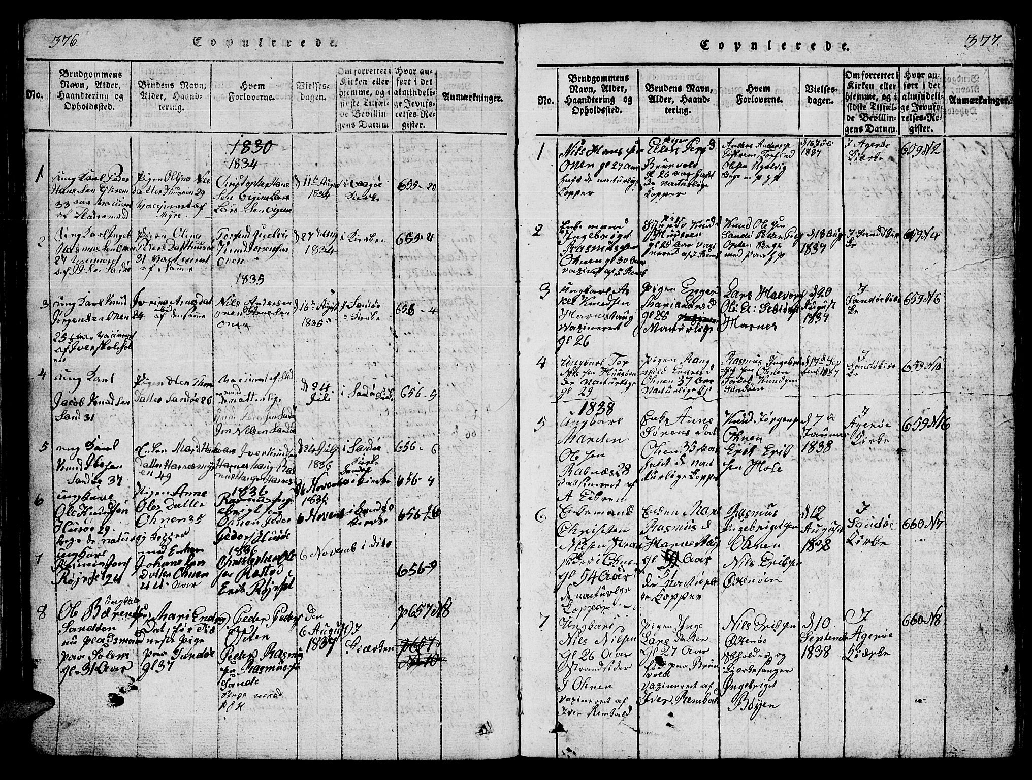 Ministerialprotokoller, klokkerbøker og fødselsregistre - Møre og Romsdal, AV/SAT-A-1454/561/L0731: Parish register (copy) no. 561C01, 1817-1867, p. 376-377