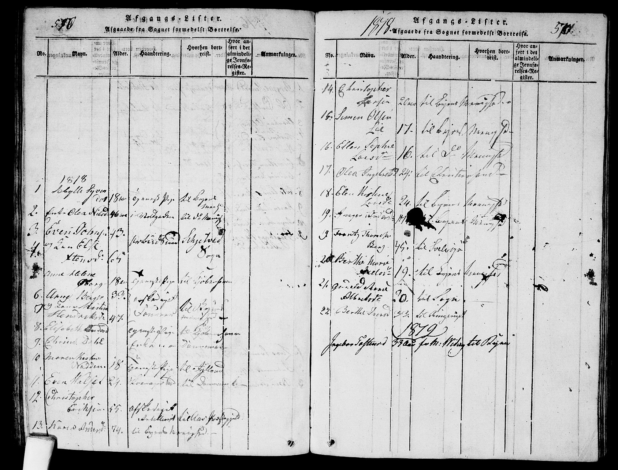 Garnisonsmenigheten Kirkebøker, SAO/A-10846/G/Ga/L0003: Parish register (copy) no. 3, 1815-1819, p. 570-571