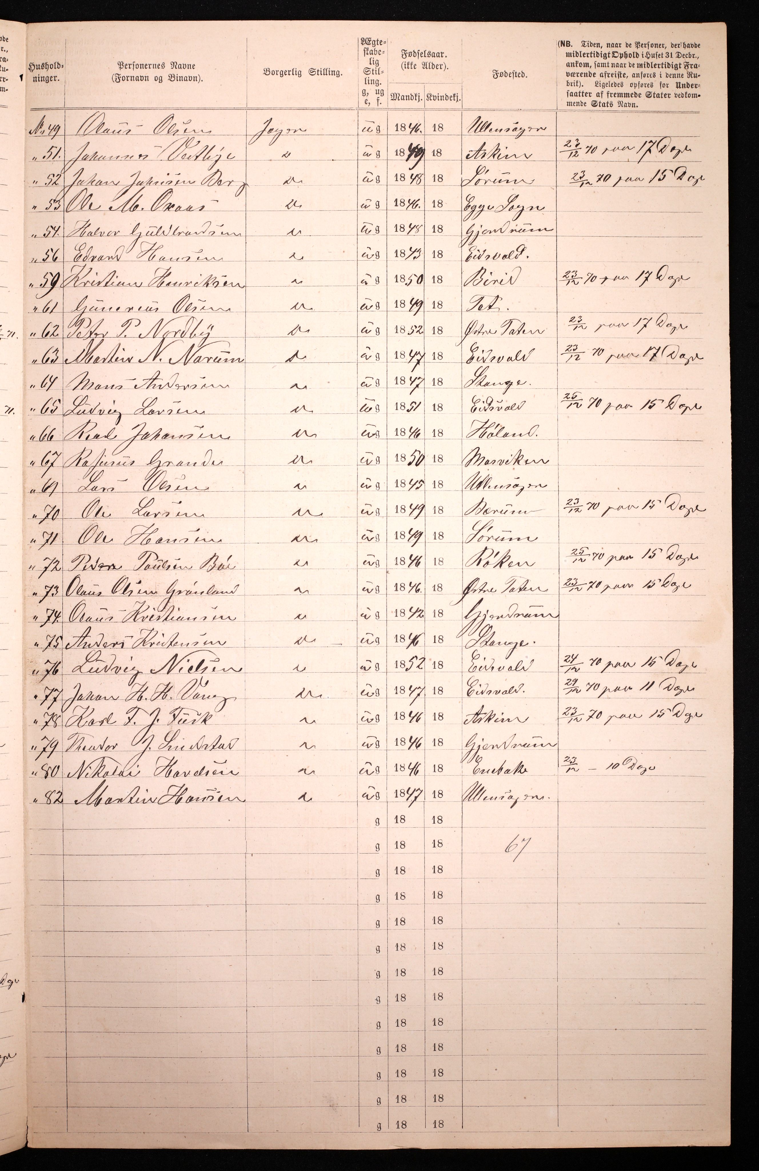 RA, 1870 census for 0301 Kristiania, 1870, p. 3126