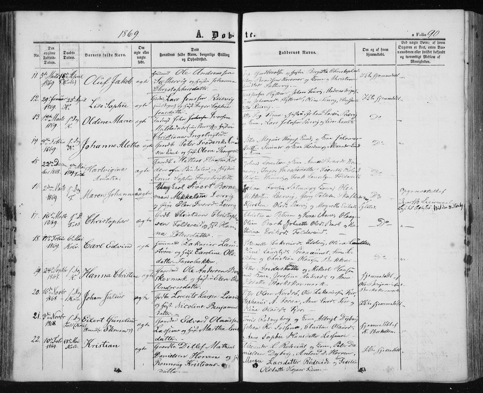 Ministerialprotokoller, klokkerbøker og fødselsregistre - Nord-Trøndelag, AV/SAT-A-1458/780/L0641: Parish register (official) no. 780A06, 1857-1874, p. 90