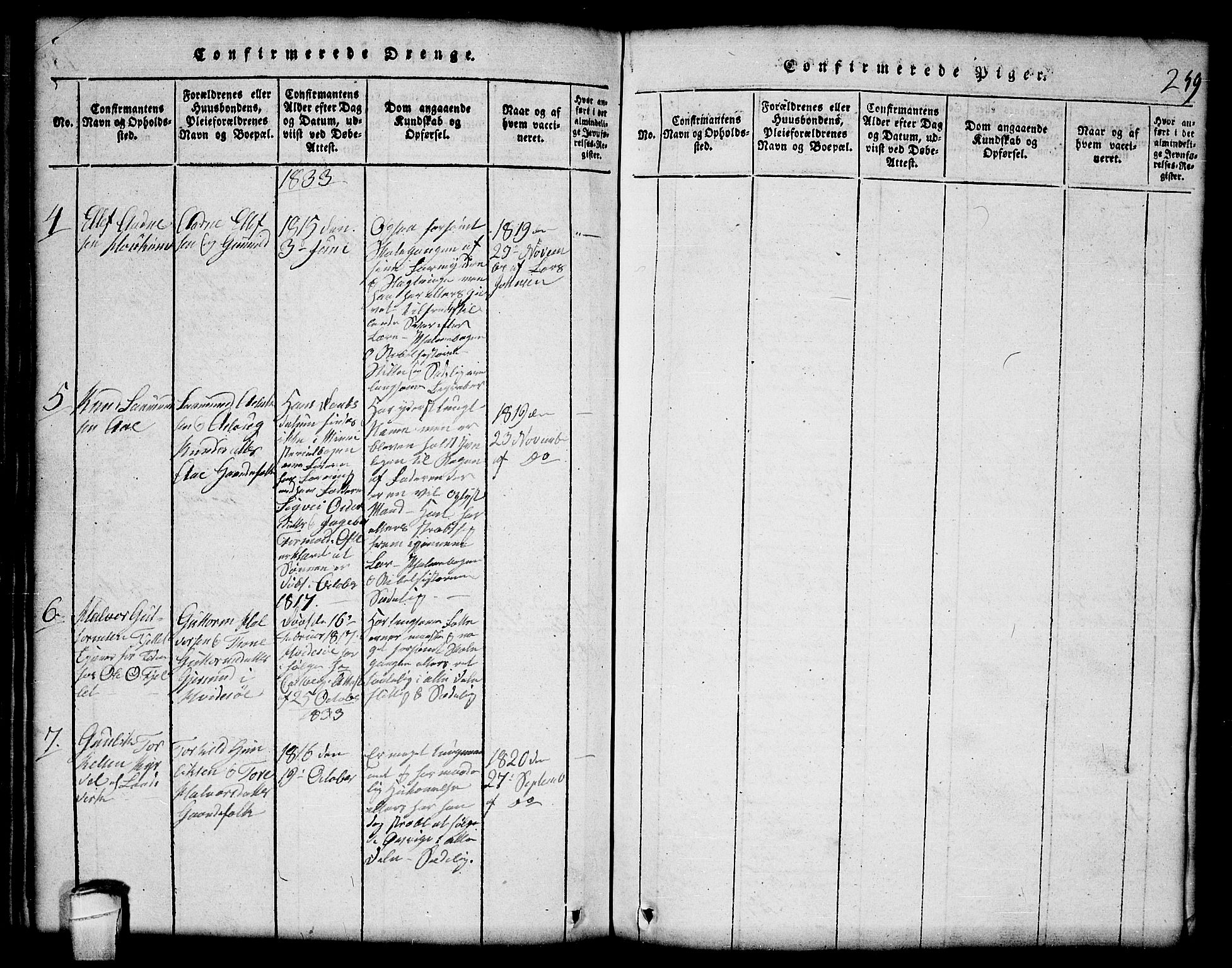 Lårdal kirkebøker, AV/SAKO-A-284/G/Gc/L0001: Parish register (copy) no. III 1, 1815-1854, p. 259