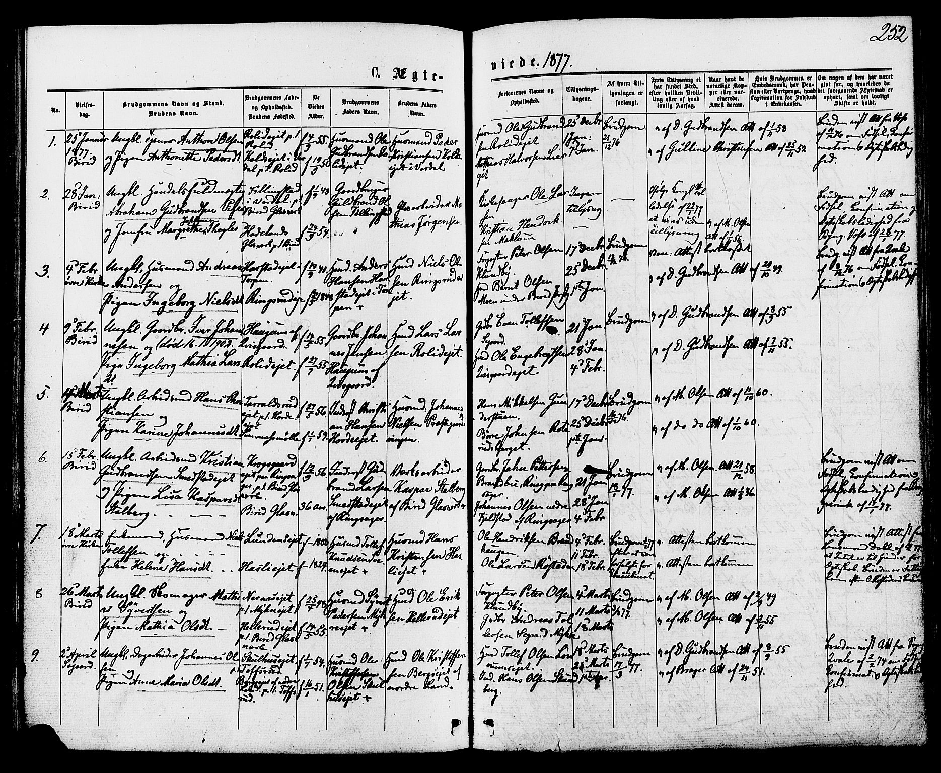 Biri prestekontor, SAH/PREST-096/H/Ha/Haa/L0006: Parish register (official) no. 6, 1877-1886, p. 252