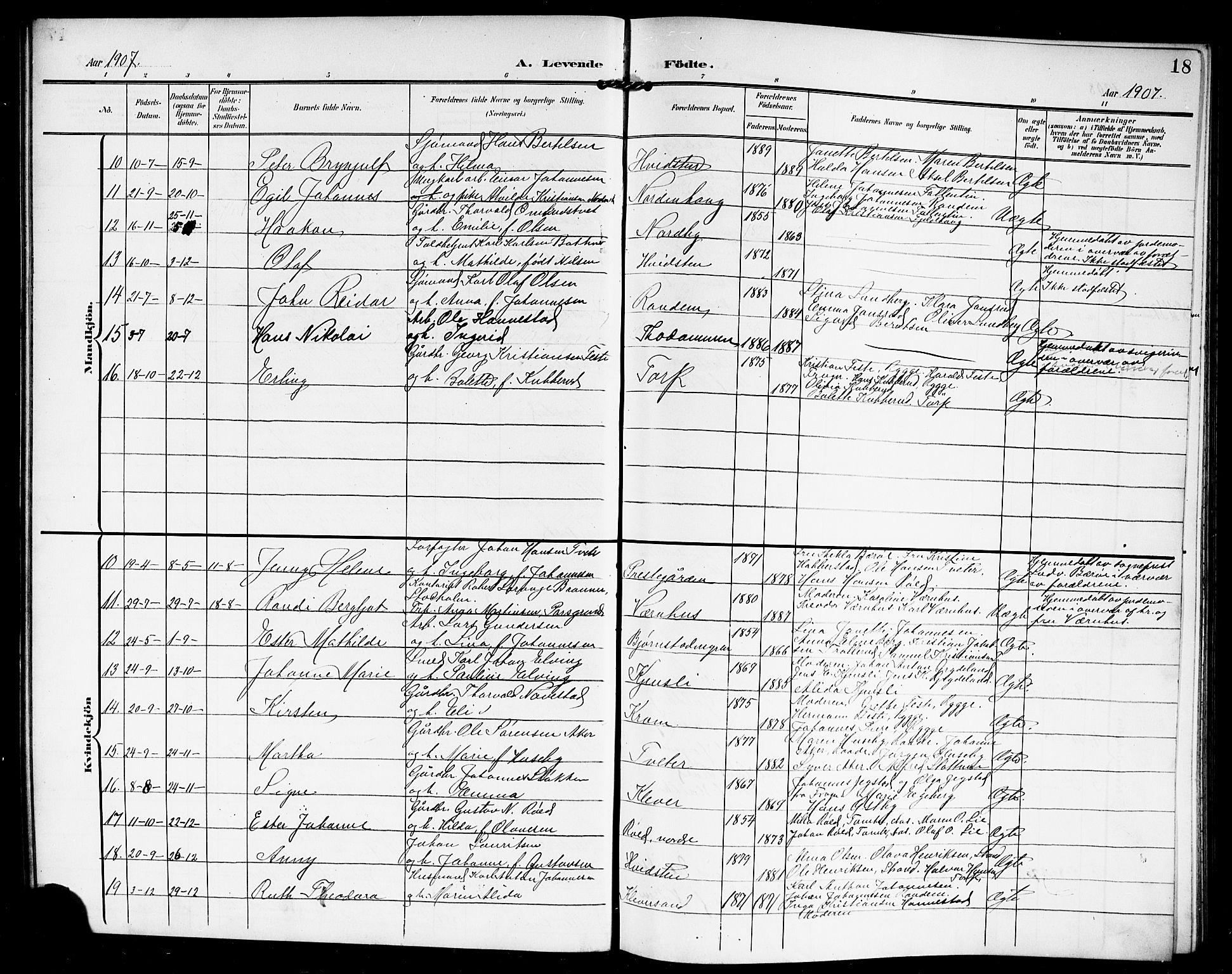Vestby prestekontor Kirkebøker, SAO/A-10893/G/Ga/L0002: Parish register (copy) no. I 2, 1903-1916, p. 18