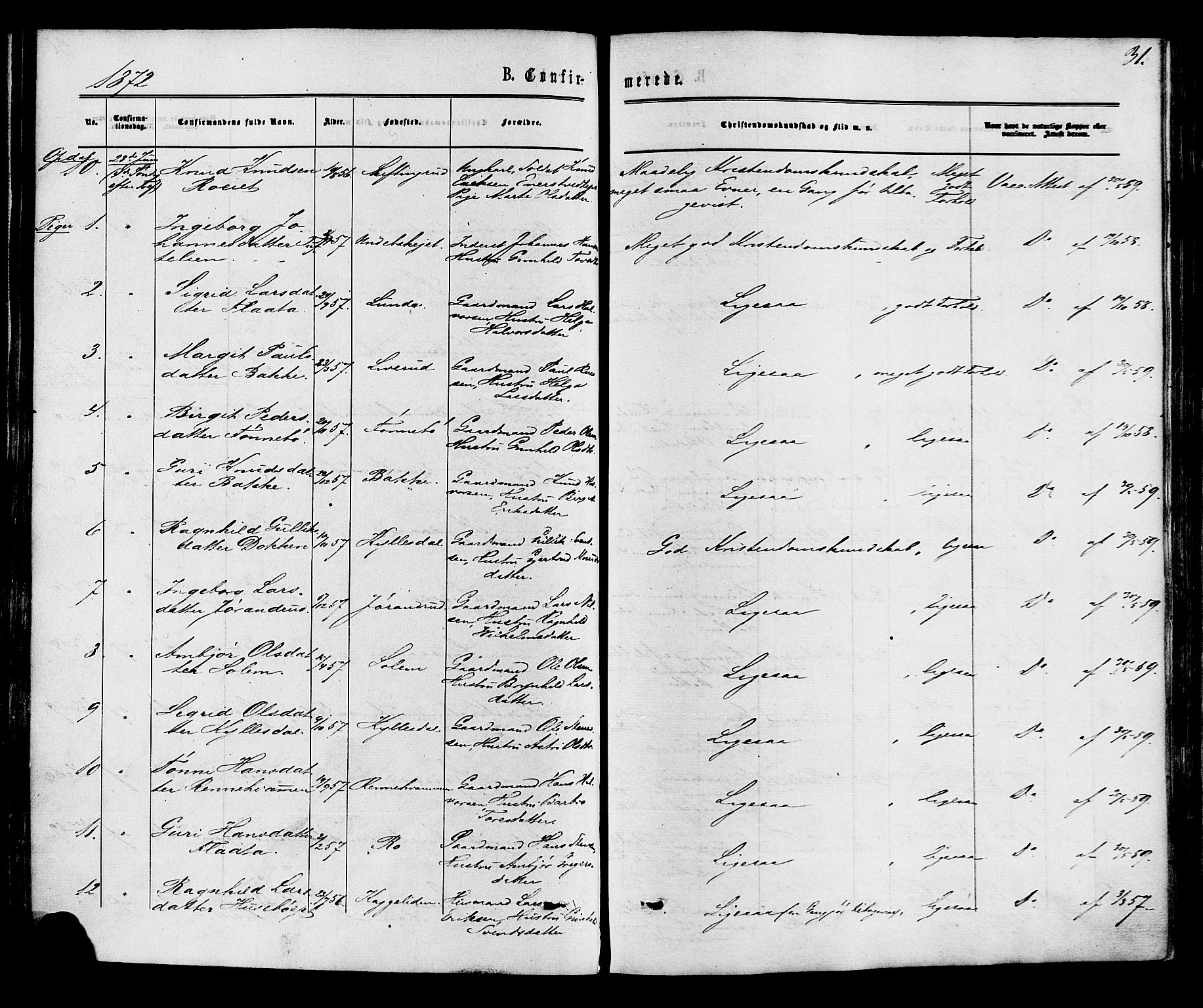 Nore kirkebøker, SAKO/A-238/F/Fa/L0004: Parish register (official) no. I 4, 1867-1877, p. 31