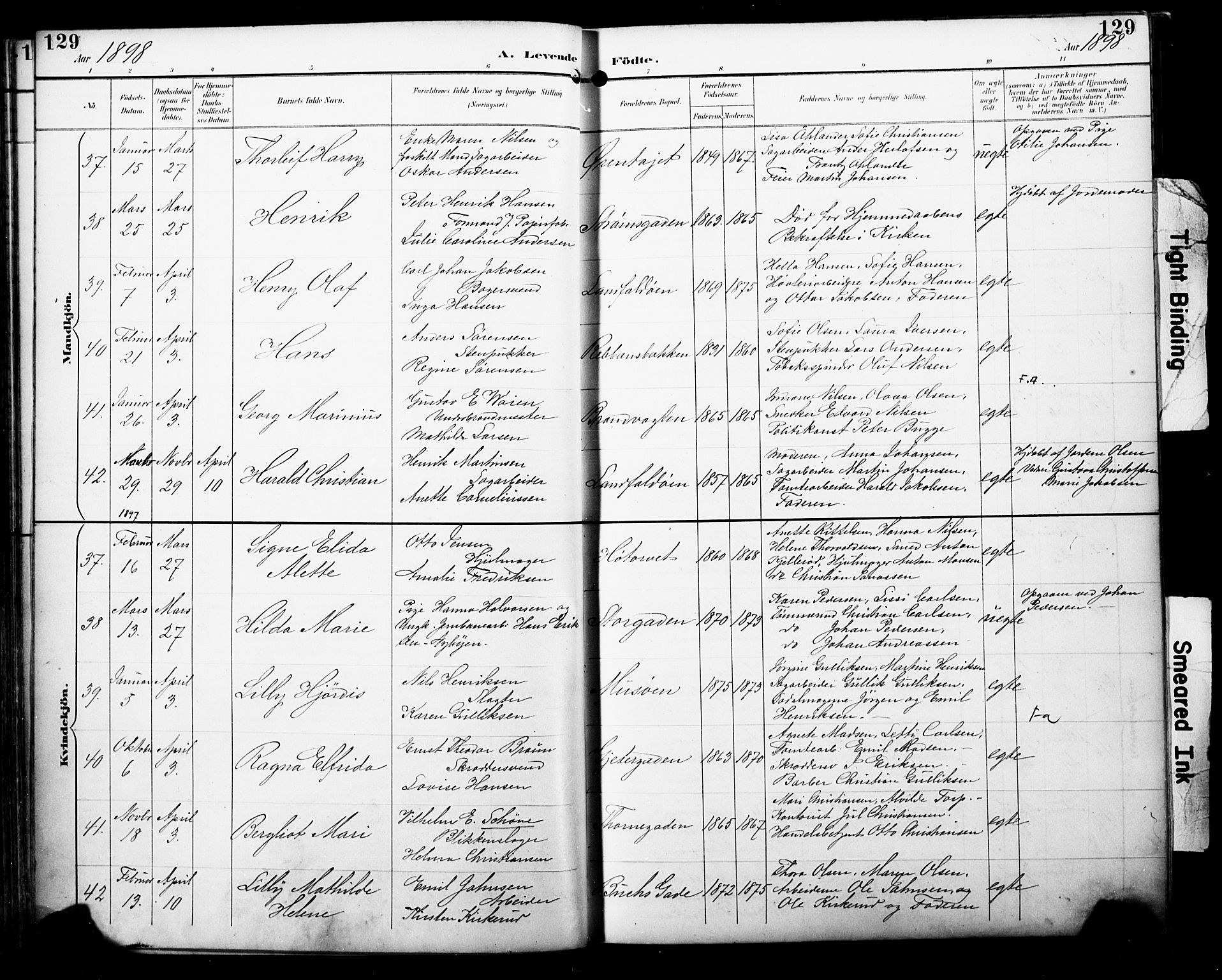 Bragernes kirkebøker, SAKO/A-6/F/Fb/L0008: Parish register (official) no. II 8, 1894-1902, p. 129