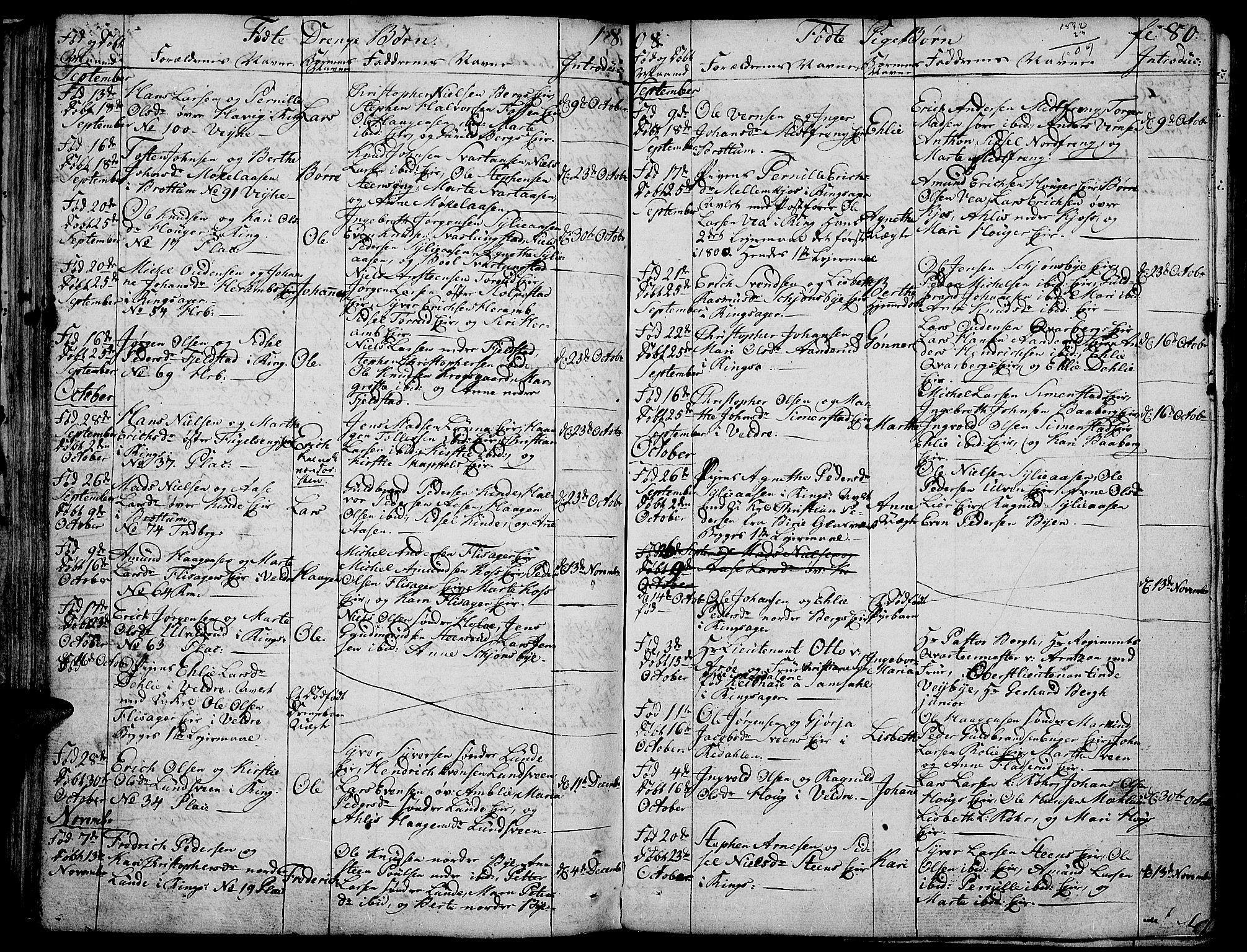 Ringsaker prestekontor, SAH/PREST-014/K/Ka/L0004: Parish register (official) no. 4, 1799-1814, p. 80