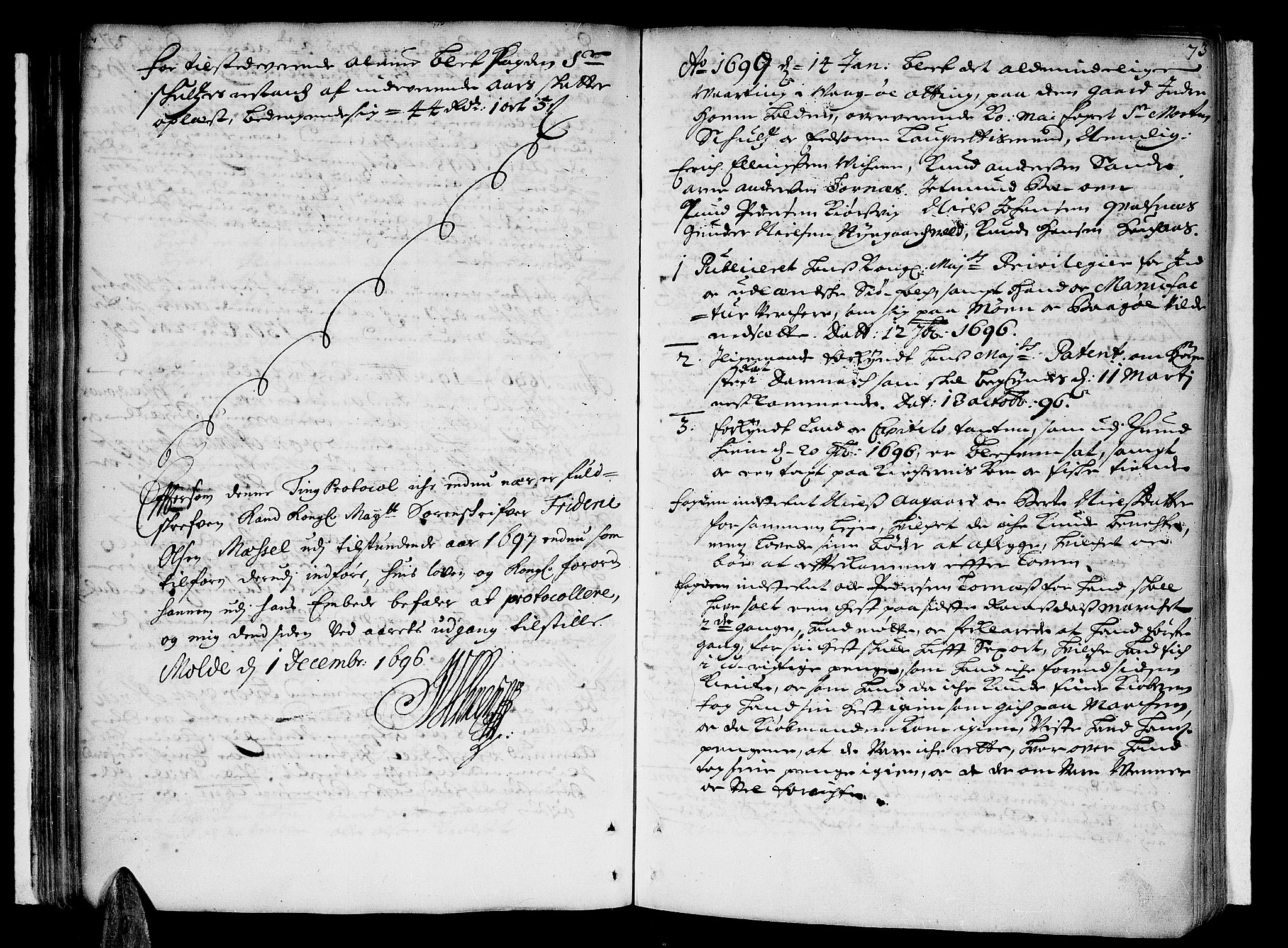 Romsdal sorenskriveri, SAT/A-4149/1/1/1A/L0003: Tingbok, 1694-1699, p. 72b-73a
