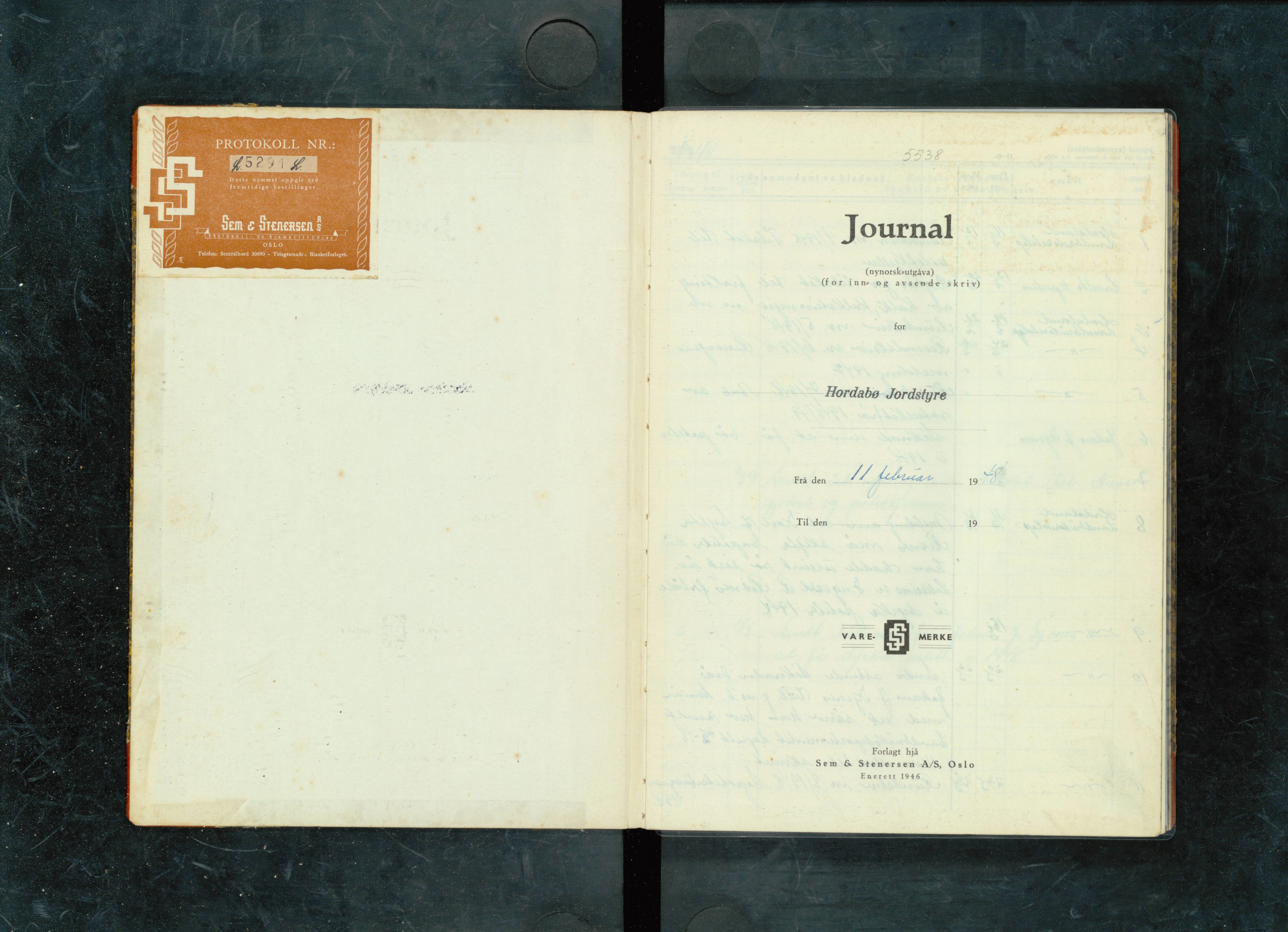 Hordabø kommune. Jordstyret, IKAH/1260a-621/C/Ca/L0001: Postjournal for inn- og avsende skriv, 1948-1954