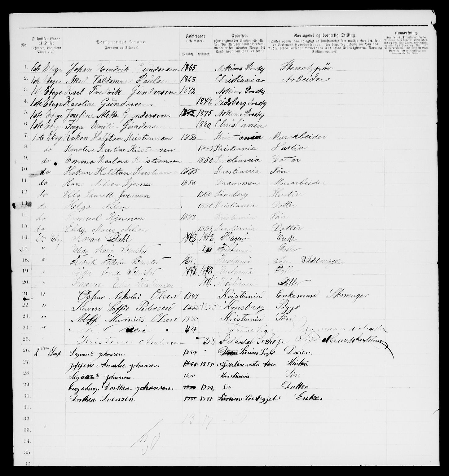 RA, 1885 census for 0301 Kristiania, 1885, p. 13007