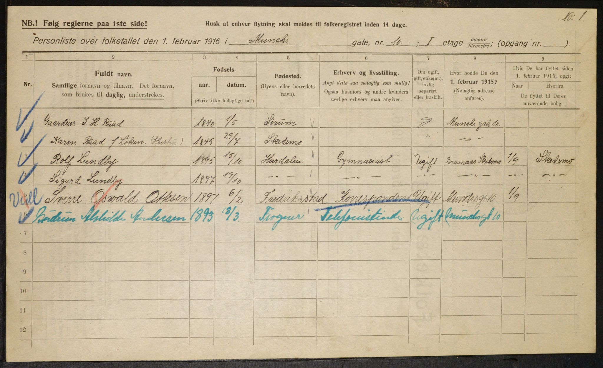 OBA, Municipal Census 1916 for Kristiania, 1916, p. 68375