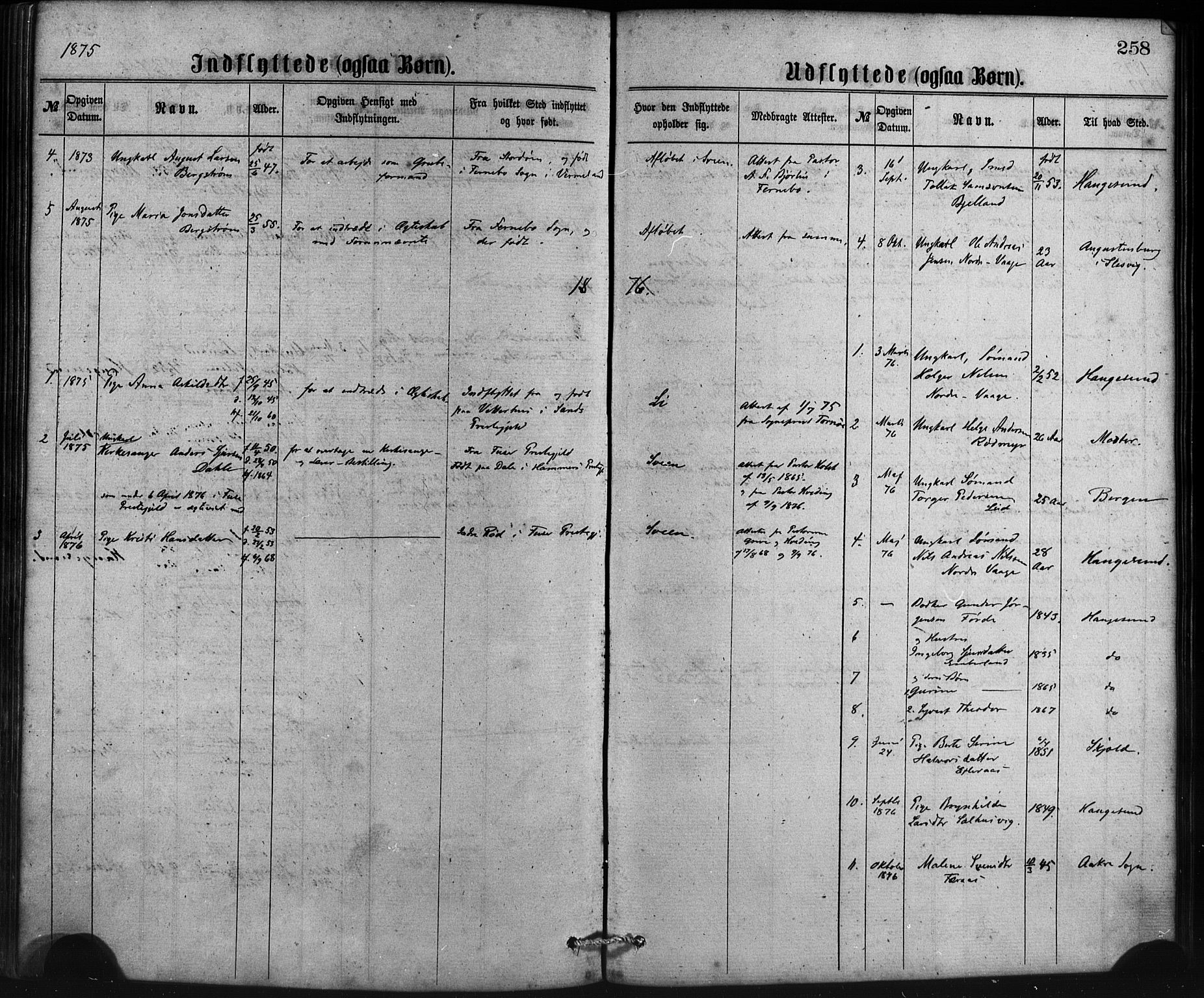 Sveio Sokneprestembete, AV/SAB-A-78501/H/Haa: Parish register (official) no. B 1, 1870-1883, p. 258