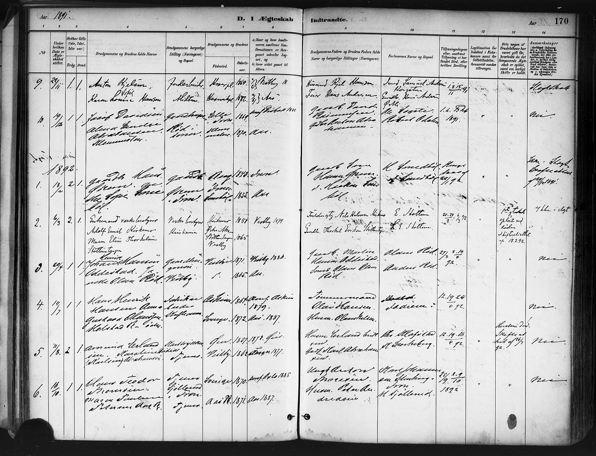 Ås prestekontor Kirkebøker, AV/SAO-A-10894/F/Fa/L0009: Parish register (official) no. I 9, 1881-1900, p. 170