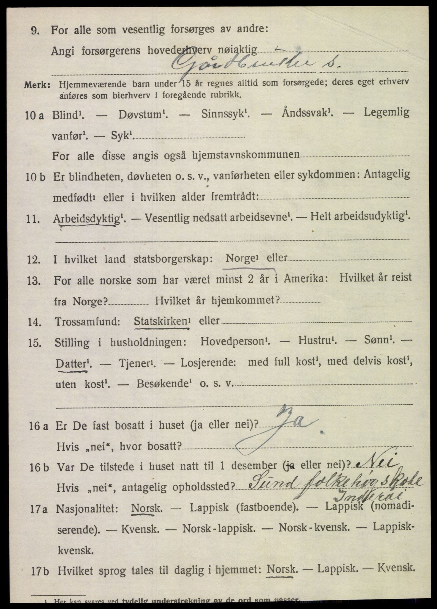 SAT, 1920 census for Sparbu, 1920, p. 2048