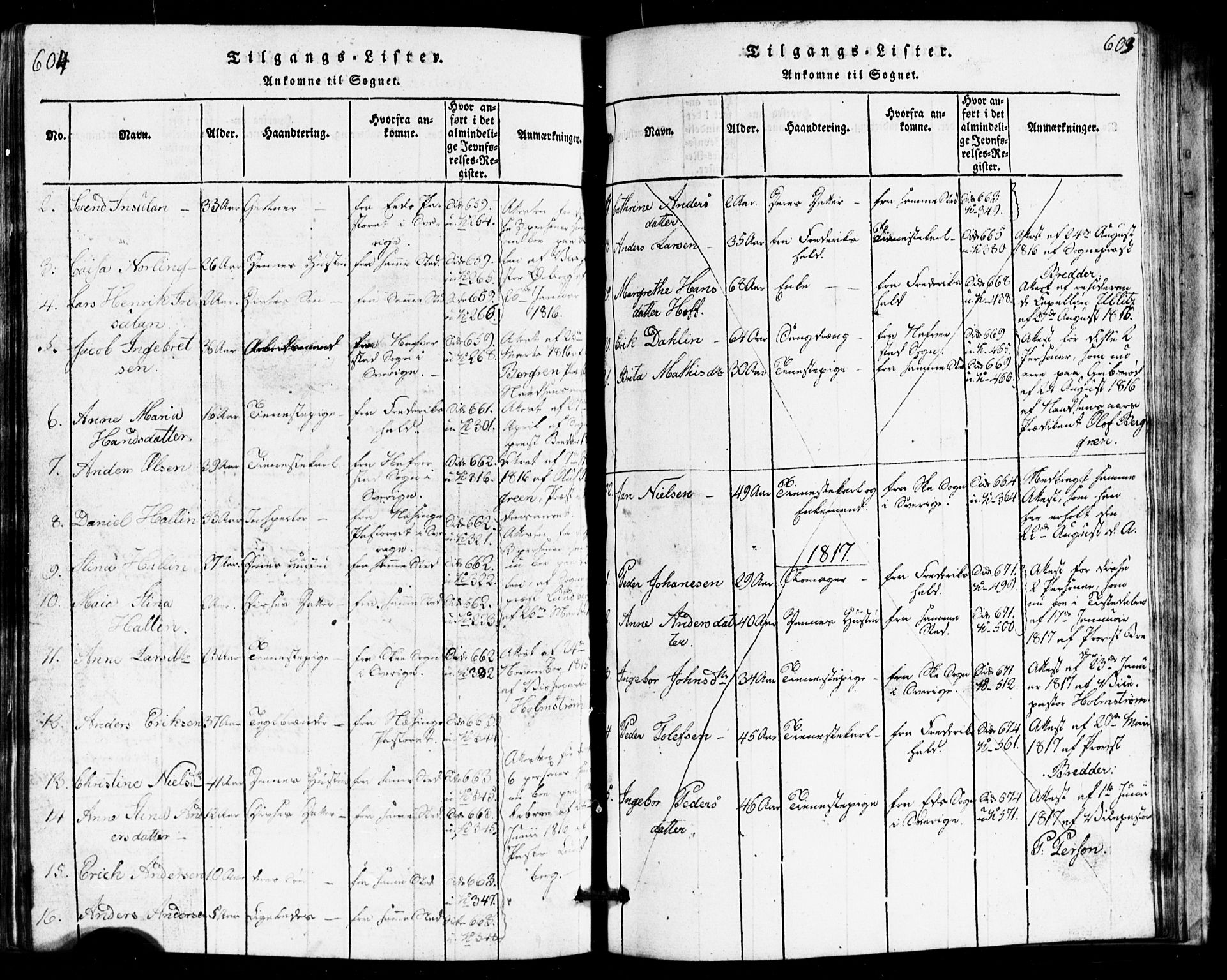 Idd prestekontor Kirkebøker, AV/SAO-A-10911/G/Ga/L0001: Parish register (copy) no. I 1, 1815-1826, p. 604-605