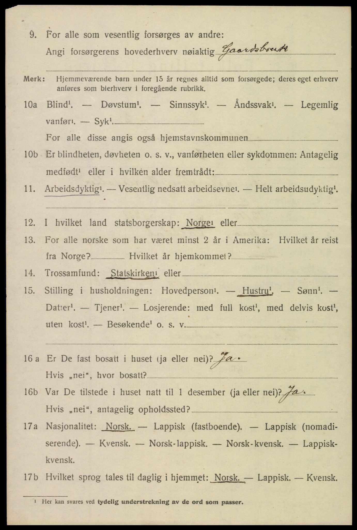 SAT, 1920 census for Saltdal, 1920, p. 1230