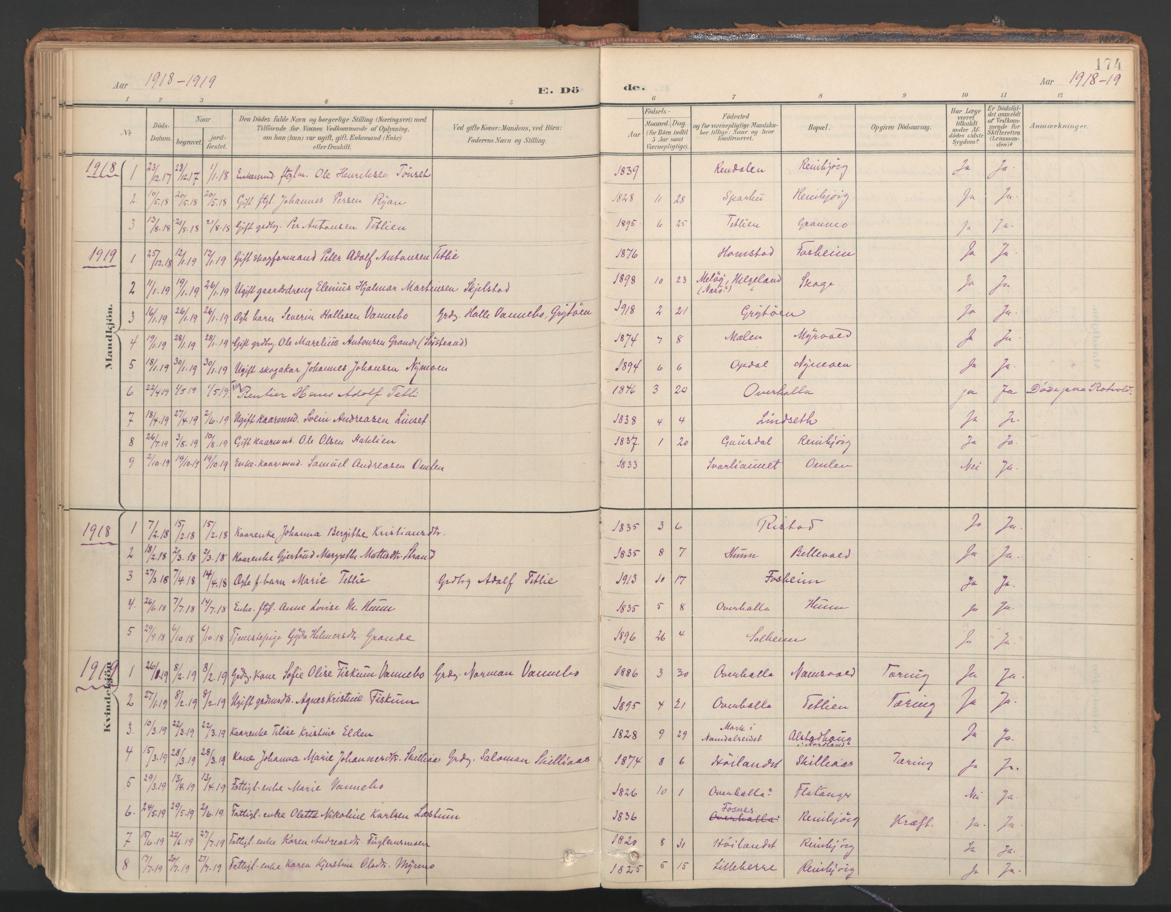 Ministerialprotokoller, klokkerbøker og fødselsregistre - Nord-Trøndelag, SAT/A-1458/766/L0564: Parish register (official) no. 767A02, 1900-1932, p. 174