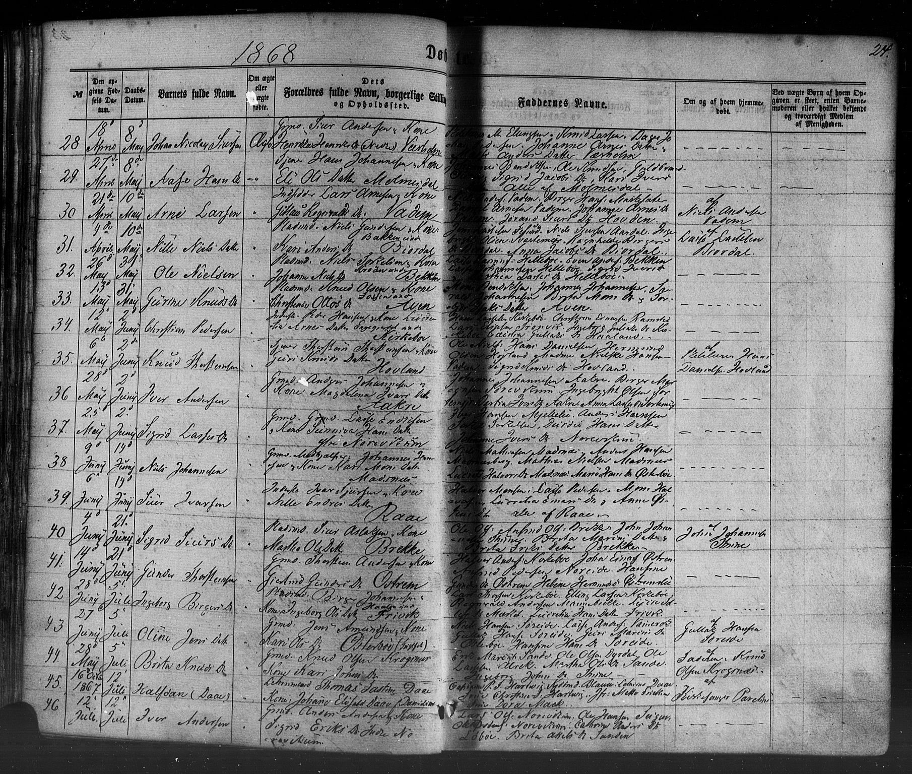 Lavik sokneprestembete, SAB/A-80901: Parish register (official) no. A 4, 1864-1881, p. 24