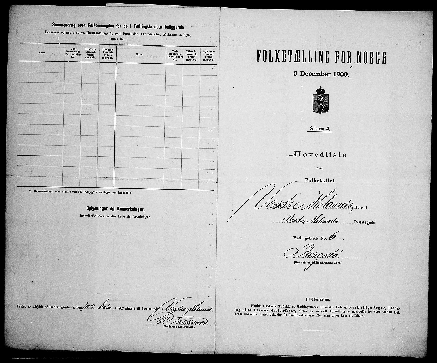 SAK, 1900 census for Vestre Moland, 1900, p. 24