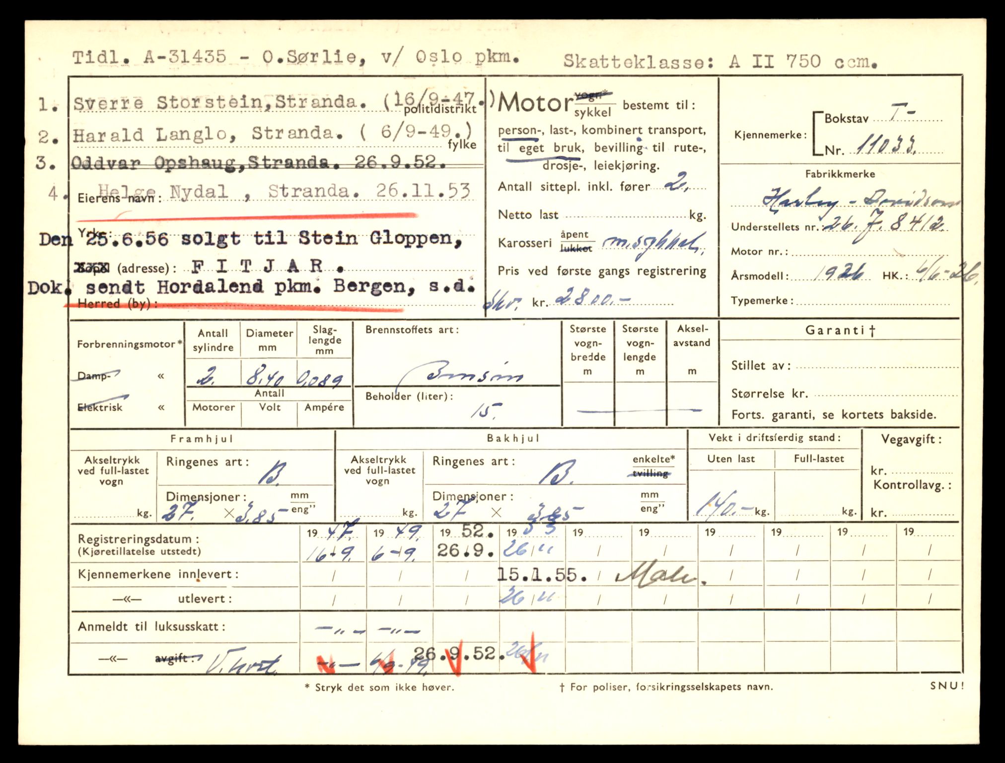 Møre og Romsdal vegkontor - Ålesund trafikkstasjon, AV/SAT-A-4099/F/Fe/L0025: Registreringskort for kjøretøy T 10931 - T 11045, 1927-1998, p. 2760